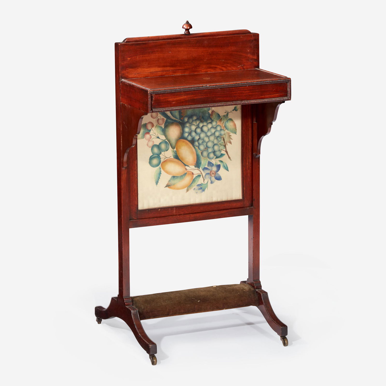 A Regency Mahogany Fire Screen Writing Table John Taylor, early 19th century: A Regency Mahogany Fire Screen Writing Table John Taylor, early 19th century With labels to interior. (H: 34 3/4, W: 16 1/4, 15 3/4 in.) Provenance Gift of Mrs. Henry W. Breyer to the Philadelphi