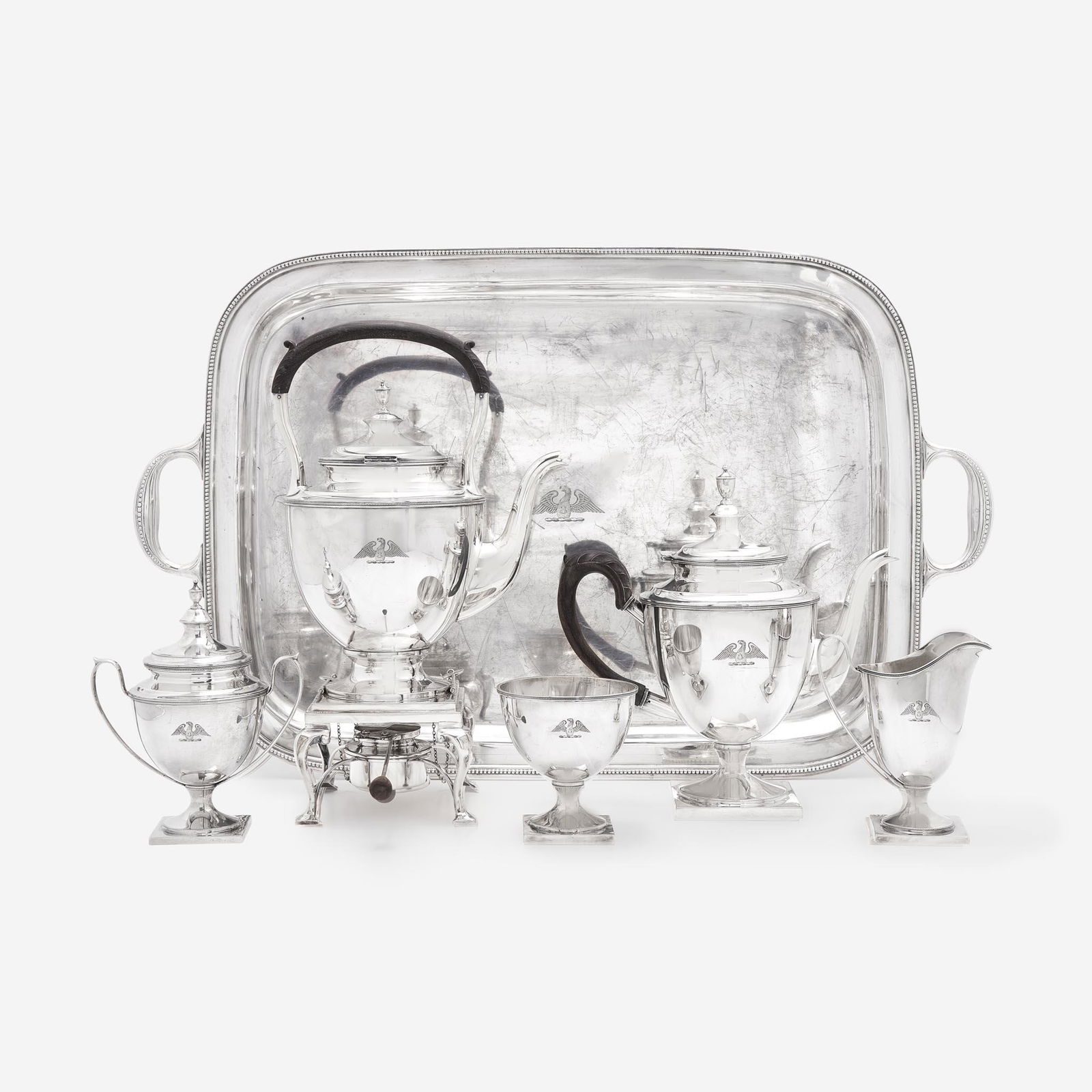 An American Sterling Silver Five-Piece Tea Service with Tray J.E. Caldwell & Co., Philadelphia, (1 of 2)