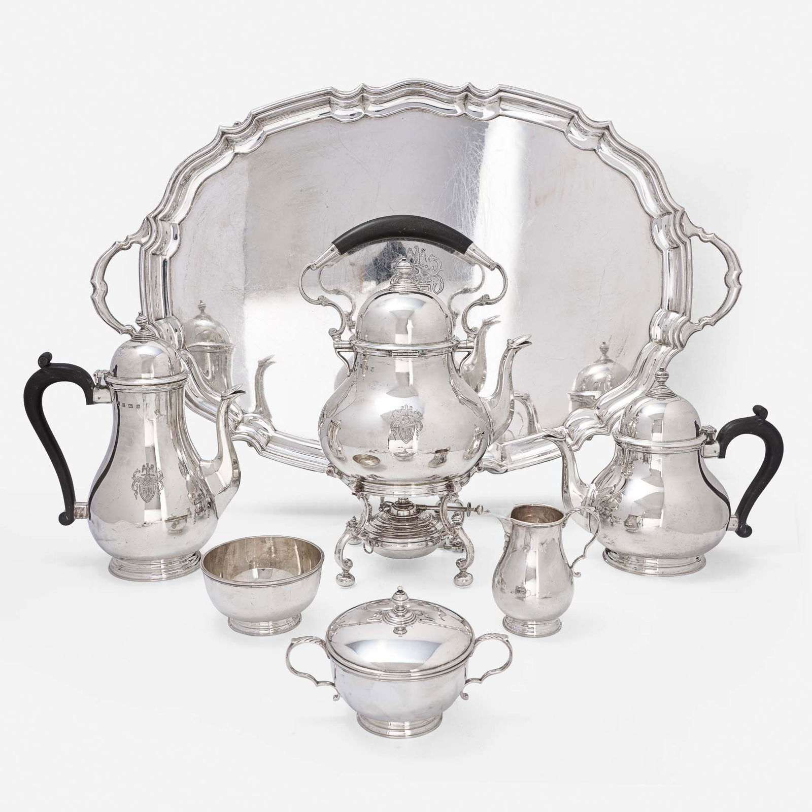 A Modern Six-Piece Sterling Silver Coffee and Tea Service with Tray Ellis & Co, Birmingham, 1954 (1 of 1)