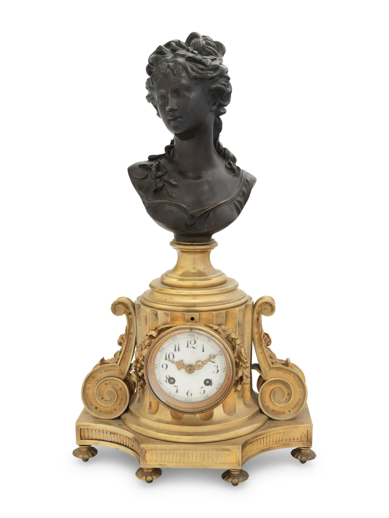 A French Gilt and Patinated Bronze Clock with a Bust of a Lady (1 of 3)
