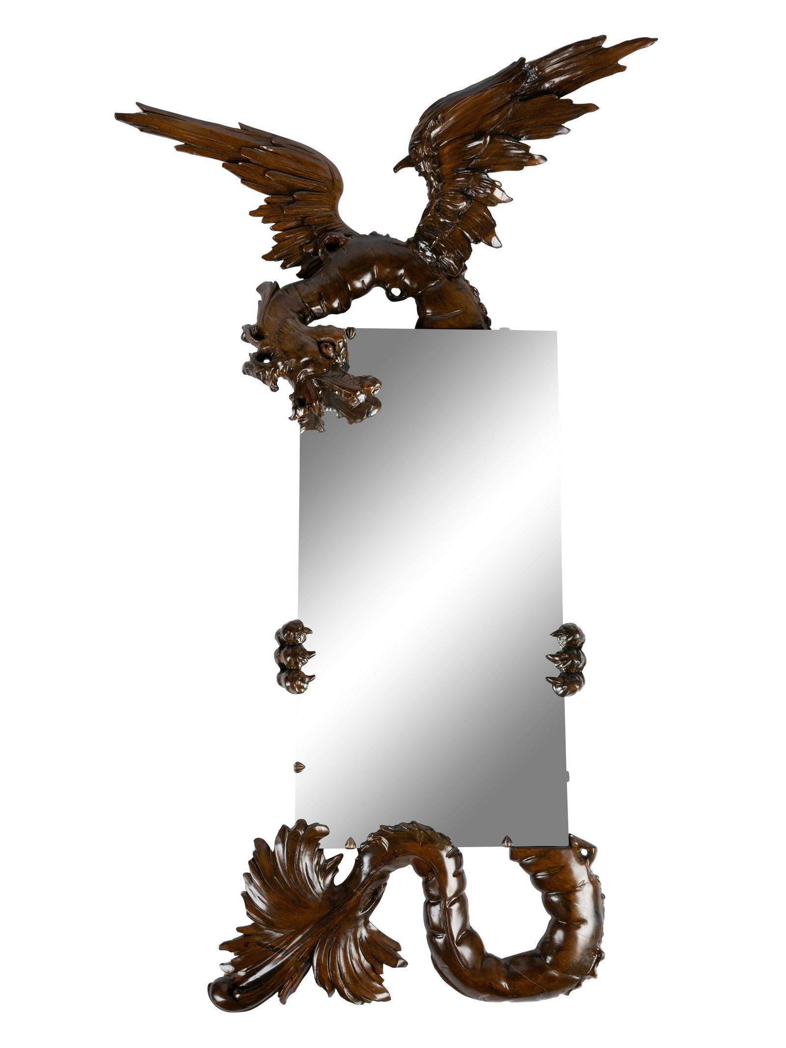 A French Carved Walnut "Dragon" Mirror Attributed to Gabriel Viardot (French, 1830-1906) (1 of 4)