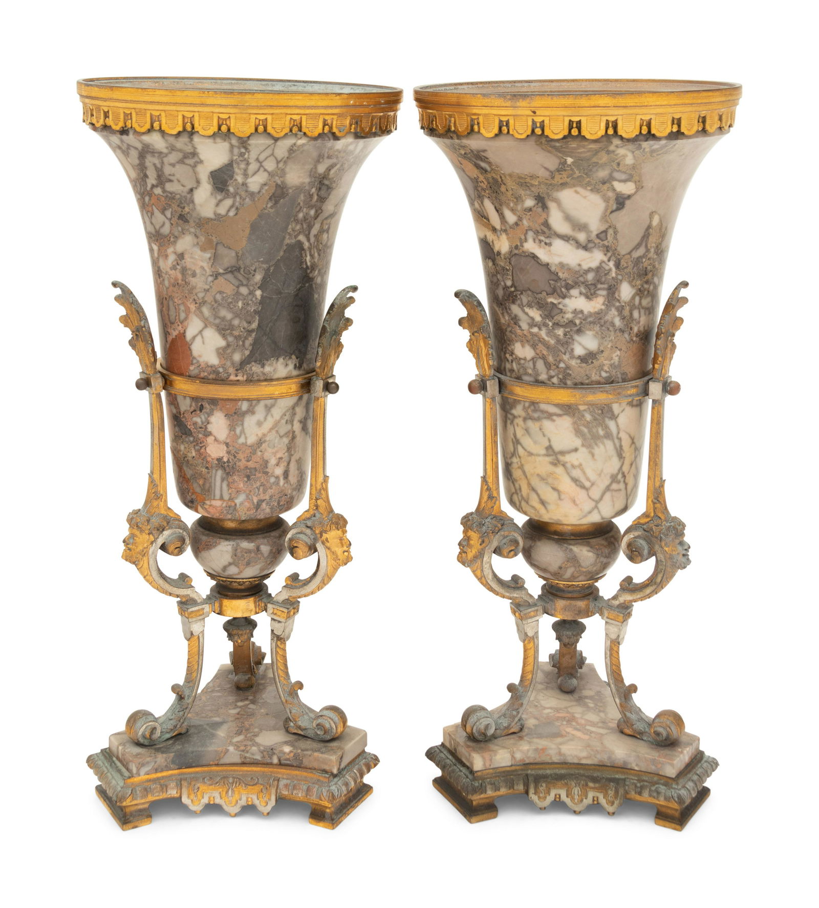 A Pair of Neoclassical Gilt Bronze Mounted Marble Vases (1 of 3)