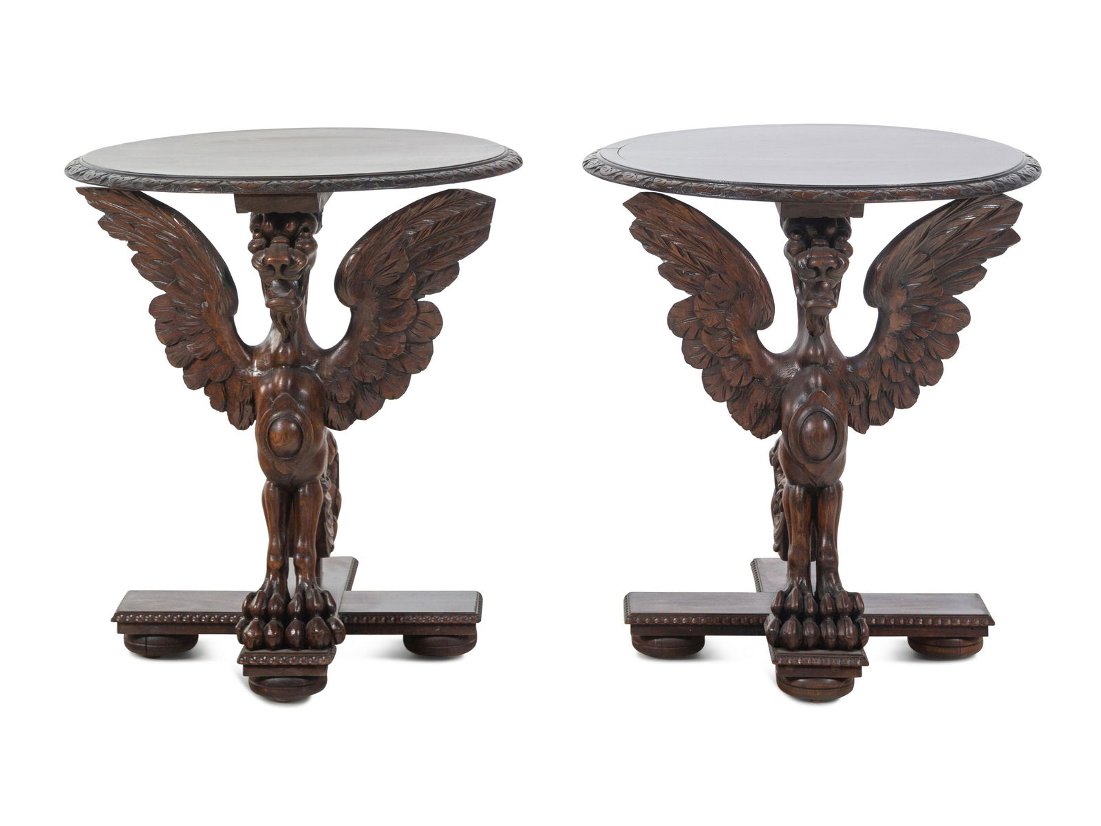 A Pair of Continental Baroque Style Carved Walnut Griffin Tables (1 of 3)