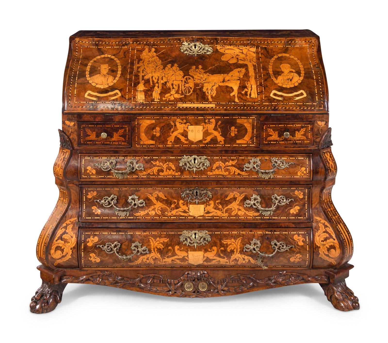 A Dutch Baroque Burl Walnut and Marquetry Slant-Front Desk (1 of 5)