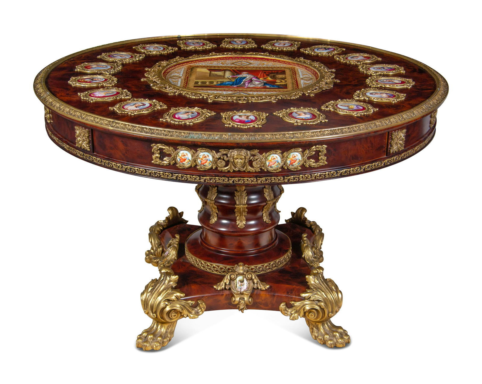 A Continental Gilt Metal and Vienna Style Porcelain Mounted Gueridon (1 of 7)