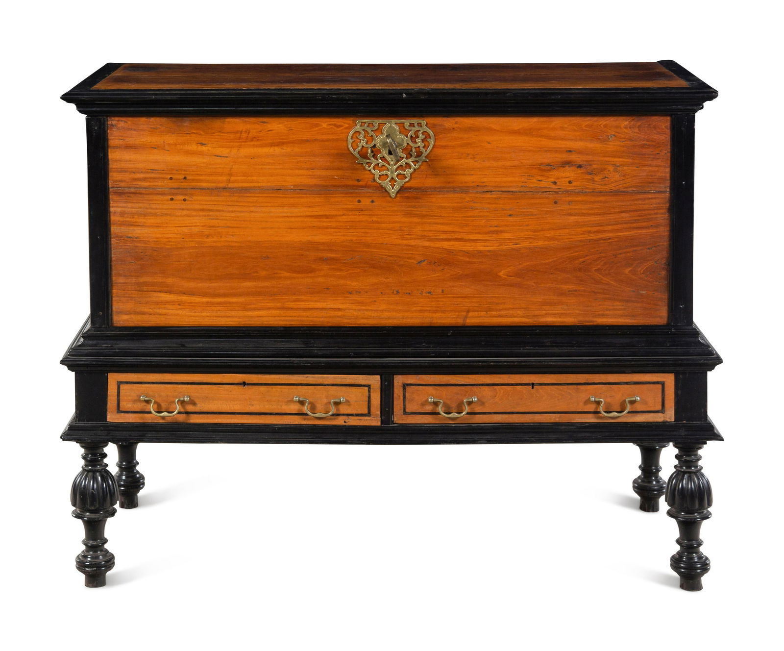 An Indo-Portuguese Ebony and Satinwood Trunk (1 of 3)