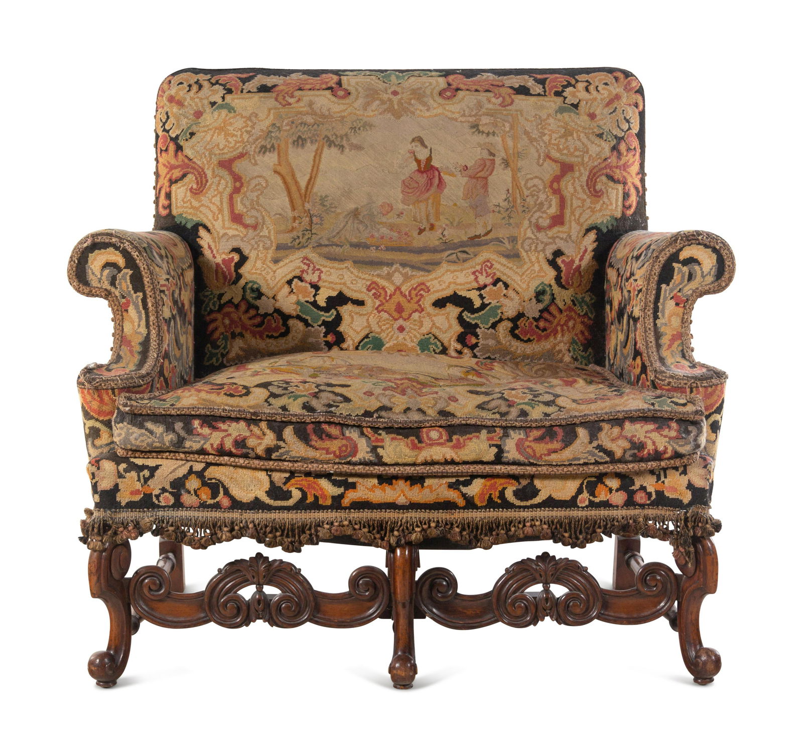 A William and Mary Style Needlepoint-Upholstered Carved Walnut Settee (1 of 3)