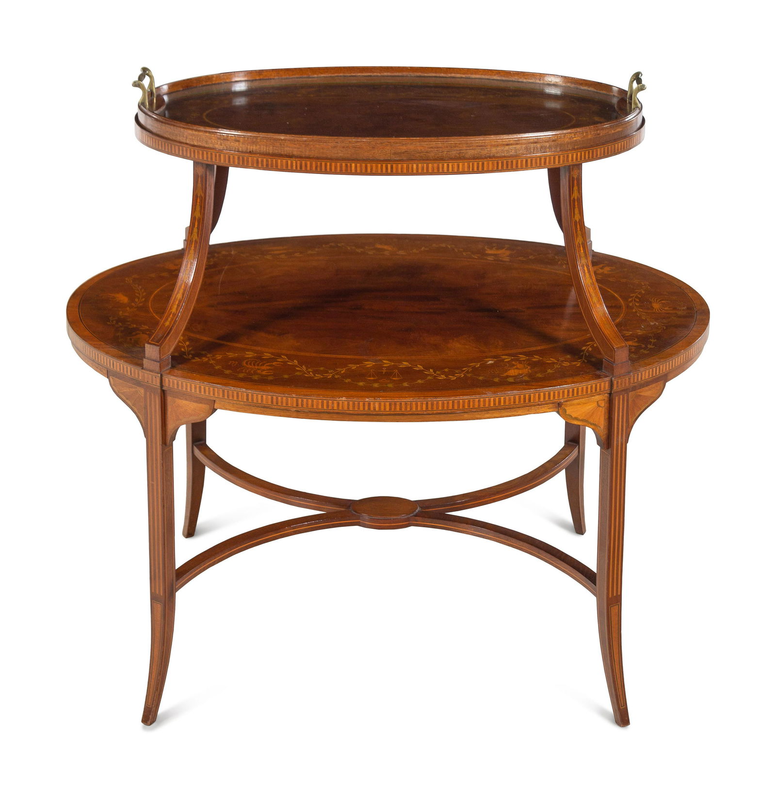 An Edwardian Mahogany and Marquetry Etagere (1 of 4)