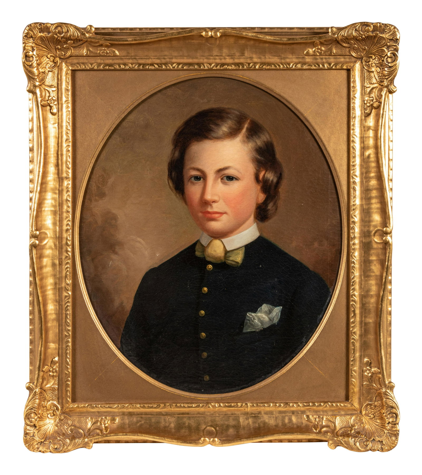 American School, 19th Century: American School, 19th Century Portrait of a Young Man oil on canvas 25 7/8 x 21 7/8 inches.