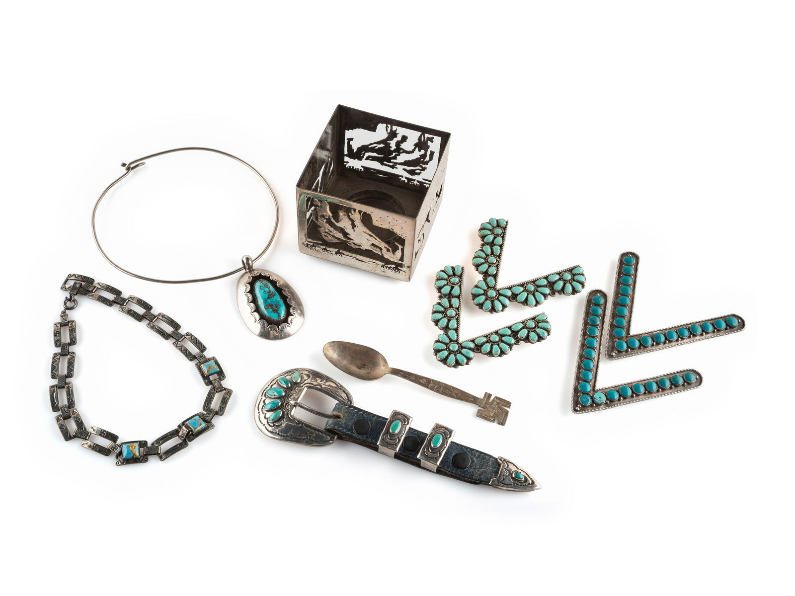 Assorted Southwestern Jewelry second - third quarter 20th century  lot of 7, includes:  a pair of (1 of 8)