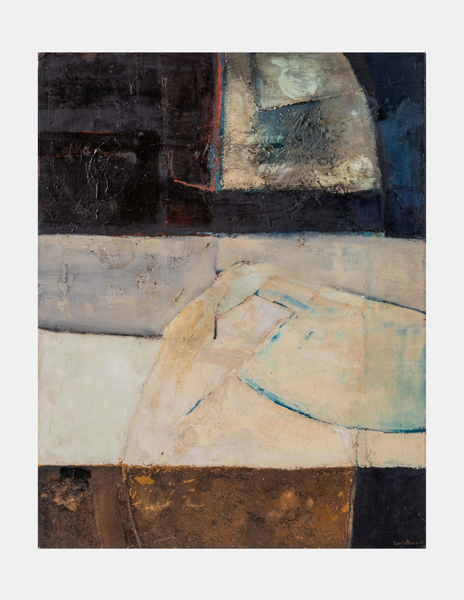 Fernando Garcia Ponce (Mexican, 1933-1987) Untitled, 1967: Fernando Garcia Ponce (Mexican, 1933-1987) Untitled, 1967 oil on canvas signed Garcia Ponce and dated (lower right); signed (verso) 39 1/2 X 31 inches. Property from the Estate of a Renowned Art Deale