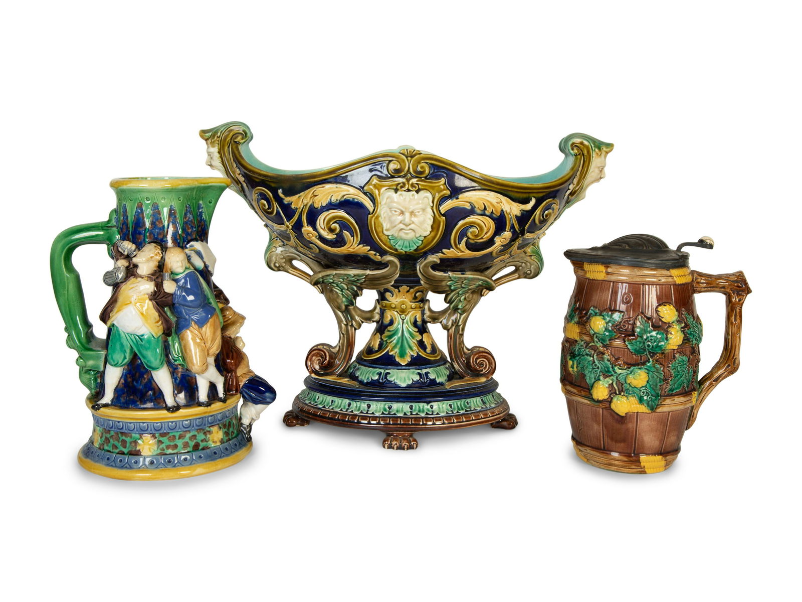 An English Majolica Compote and a Minton Majolica Pitcher and Lidded Jug (1 of 7)