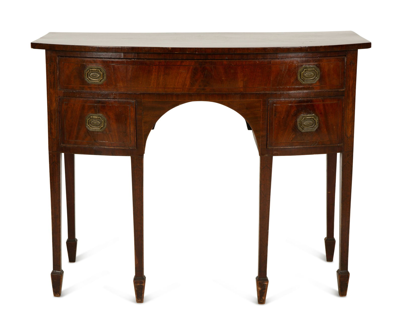A George III Style Crossbanded Mahogany Sideboard Height 30 1/2 x width 39 x depth 20 3/4 inches. (1 of 4)