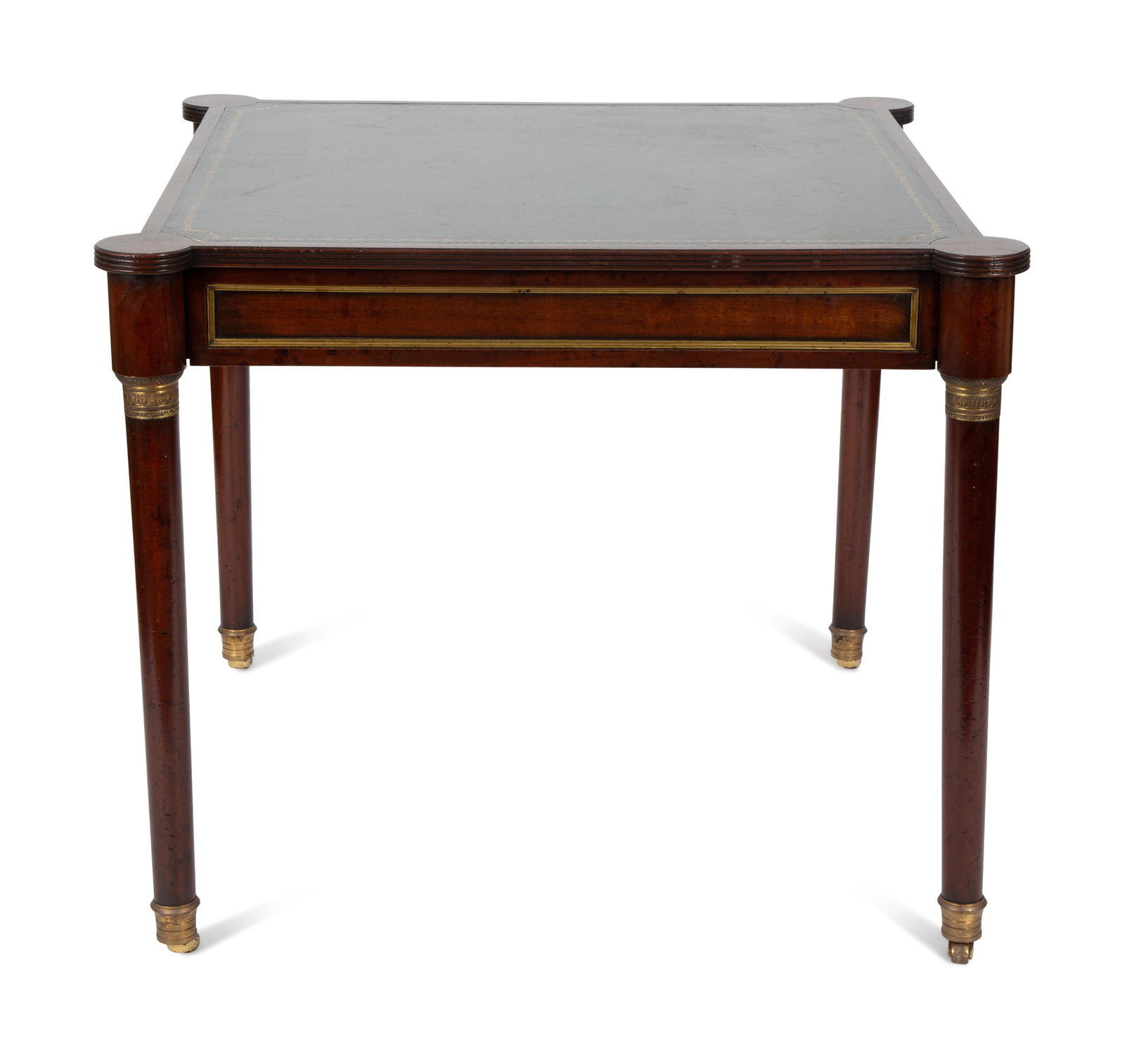 A Regency Style Mahogany and Brass Mounted Card Table Height 30 x 36 inches square. (1 of 3)