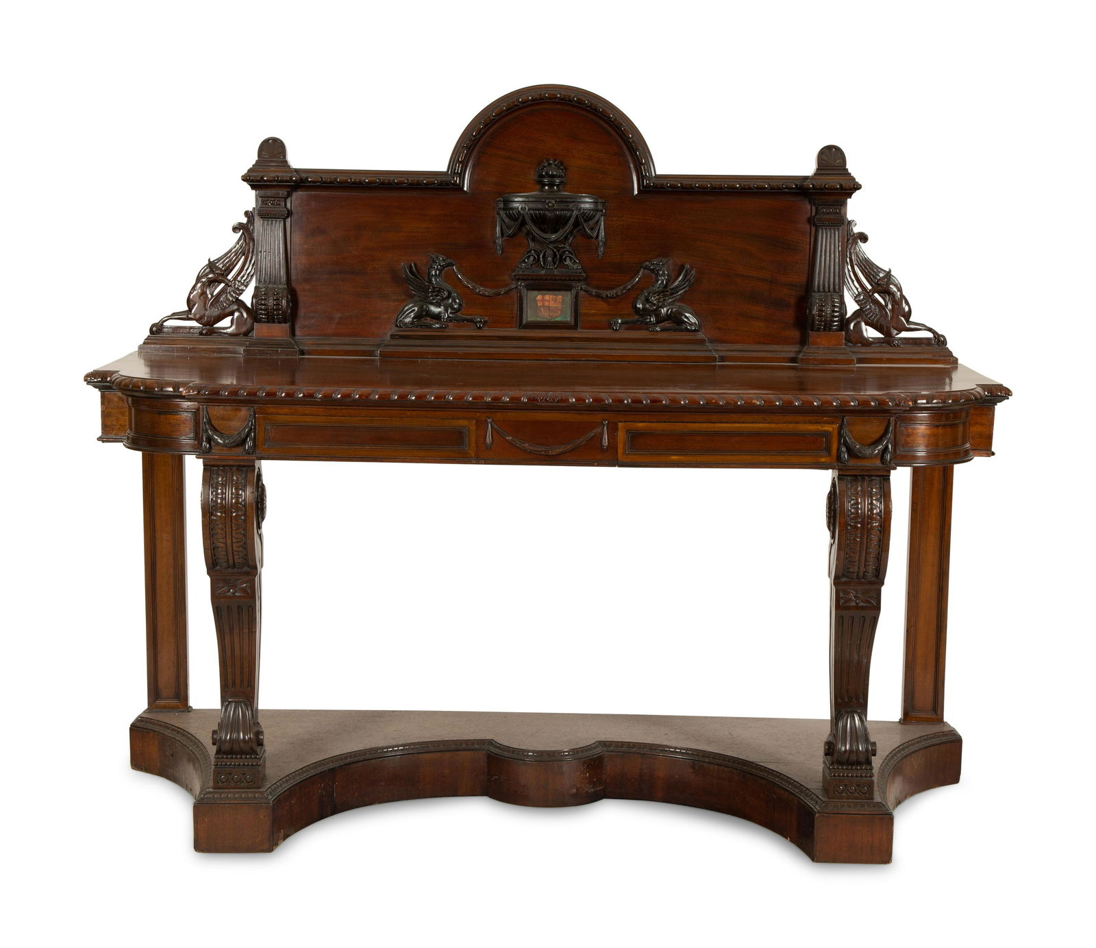 An Edwardian Carved Mahogany Hall Table Height 36 x width 70 x depth 20 inches. (1 of 4)