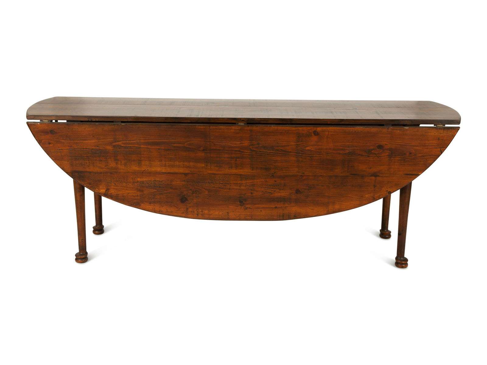 A Queen Anne Style Stained Pine Drop Leaf Gate Leg Dining Table Height 30 x width 84 x depth 24 with (1 of 5)