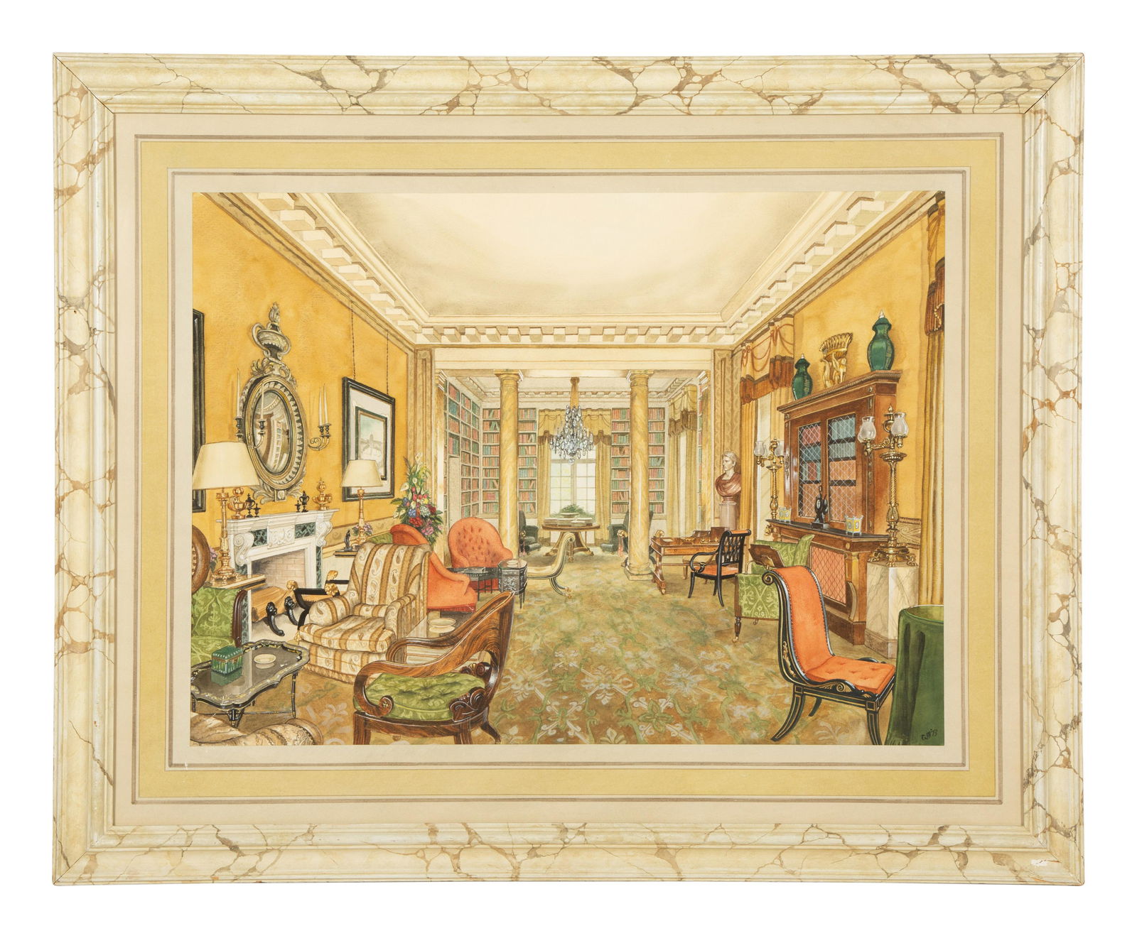 Christopher Hobbs (American, 20th Century) The Library at Croix des Gardes, Carves, The Drawing Room (1 of 9)