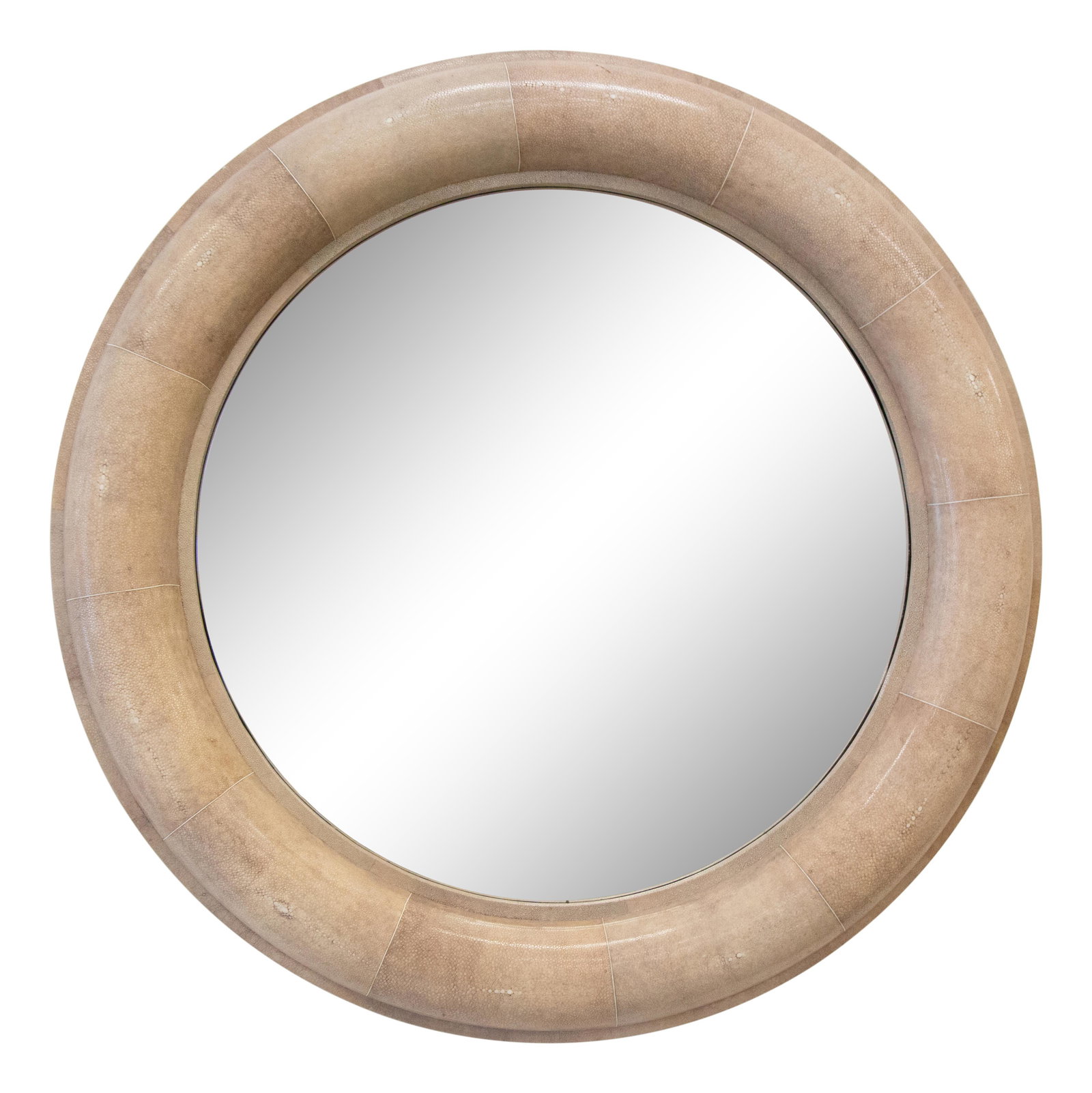 Large Shagreen Beveled Circular Mirror by Karl Springer Diameter 41 inches. (1 of 2)