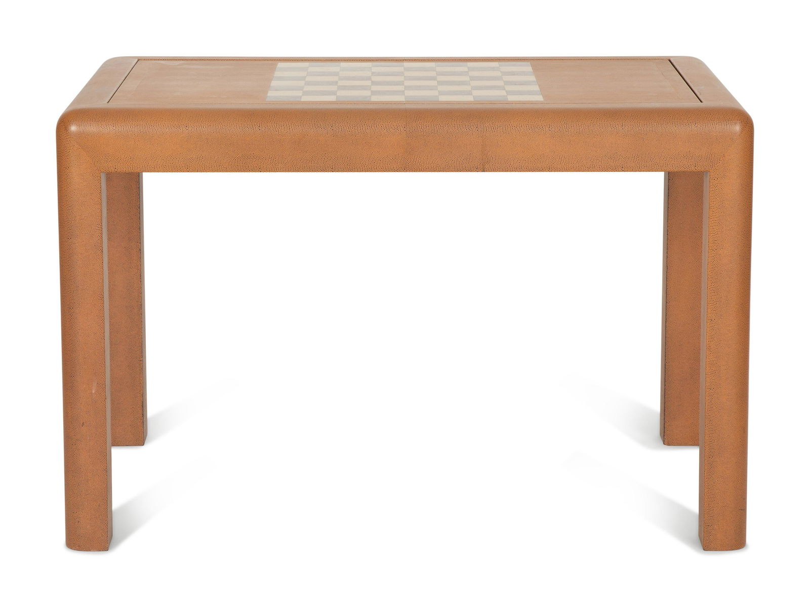 A Karl Springer Style Lizard Skin Wrapped Game Table Height 29 x width 44 x depth 19 1/2 inches. (1 of 5)