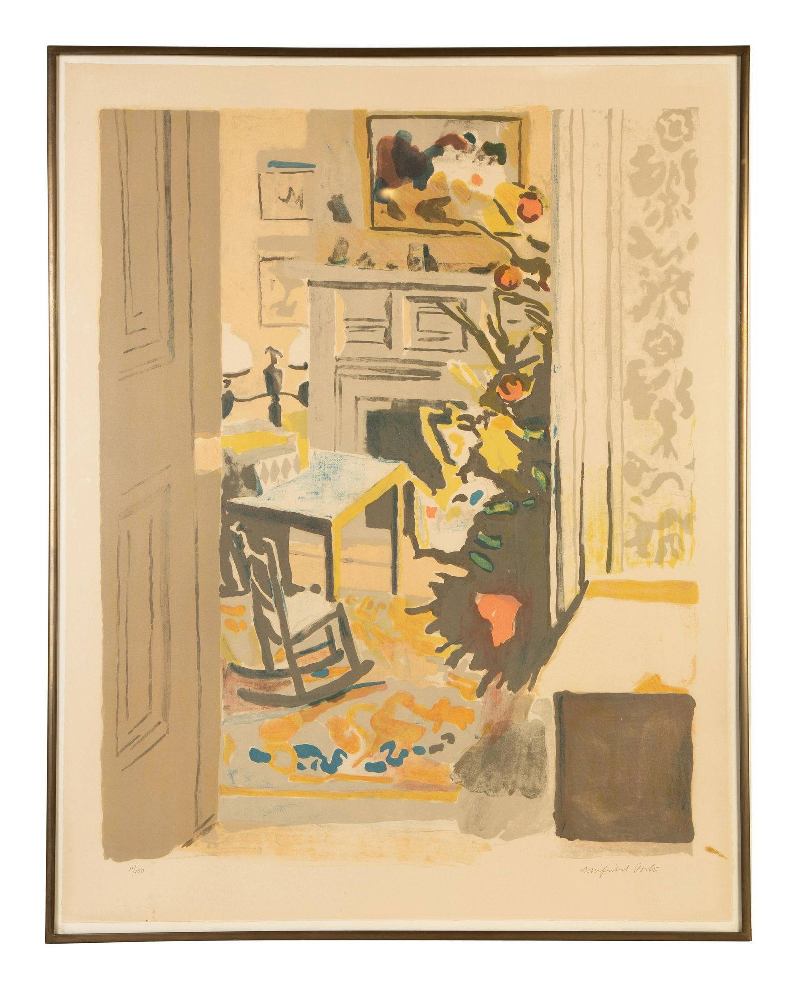 Fairfield Porter (American, 1907-1975) The Christmas Tree (and Fire Place and Rocker): Fairfield Porter (American, 1907-1975) The Christmas Tree (and Fire Place and Rocker) lithograph 29 1/4 x 22 1/2 inches.