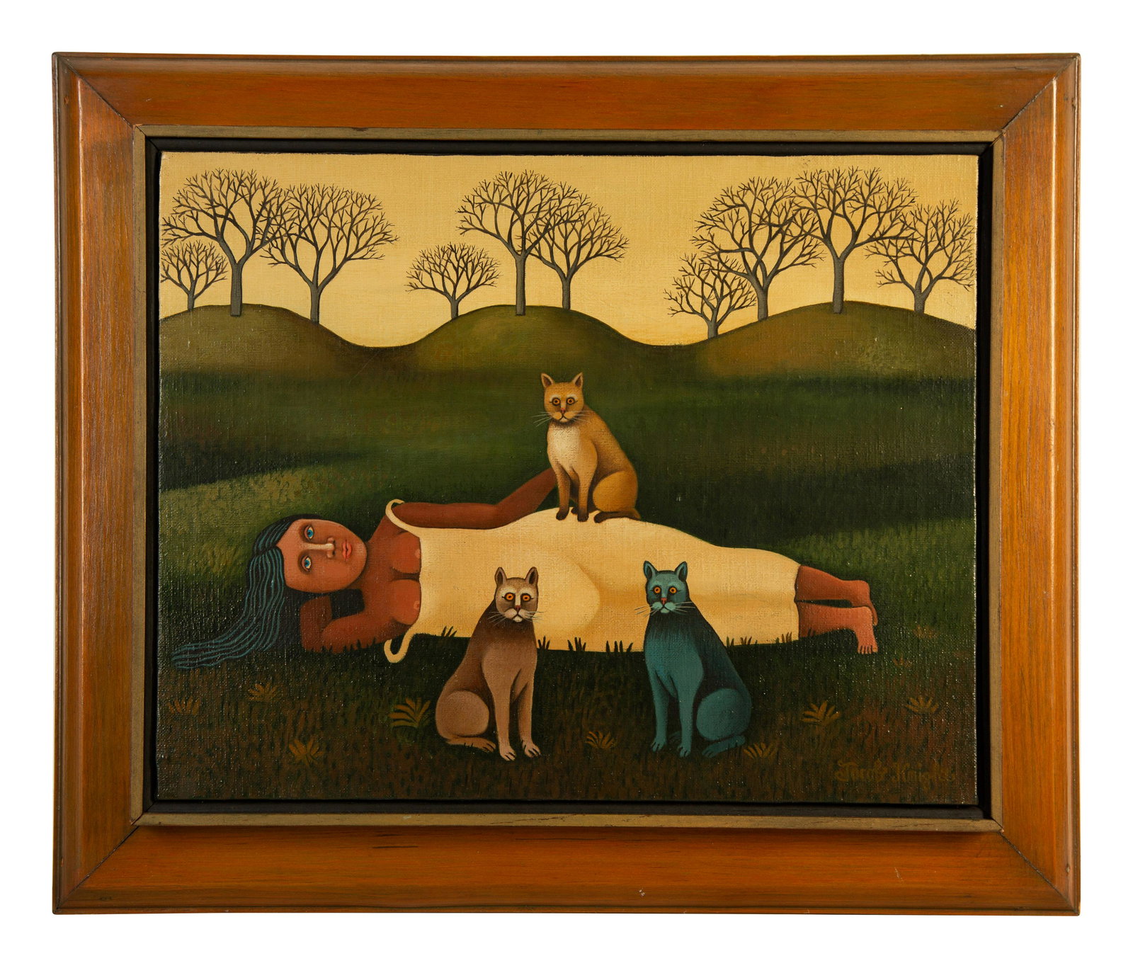 Jacob Jaskoviak (Roger) Knight (American, 1938-1994) Untitled (Woman with Three Cats) (1 of 4)