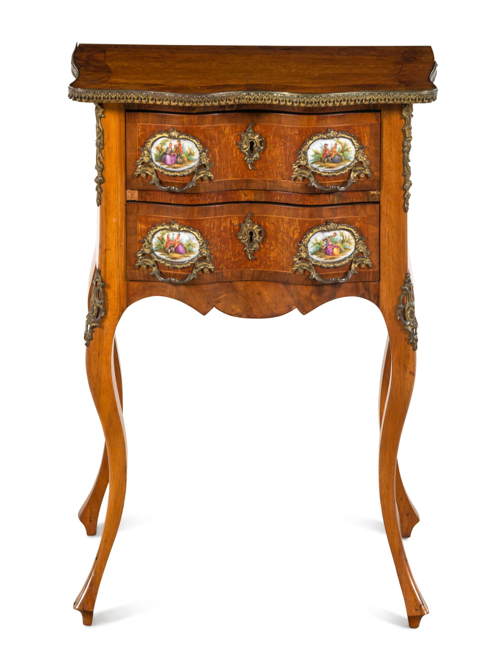 A Louis XV Style Gilt Metal and Porcelain Mounted Side Table (1 of 3)