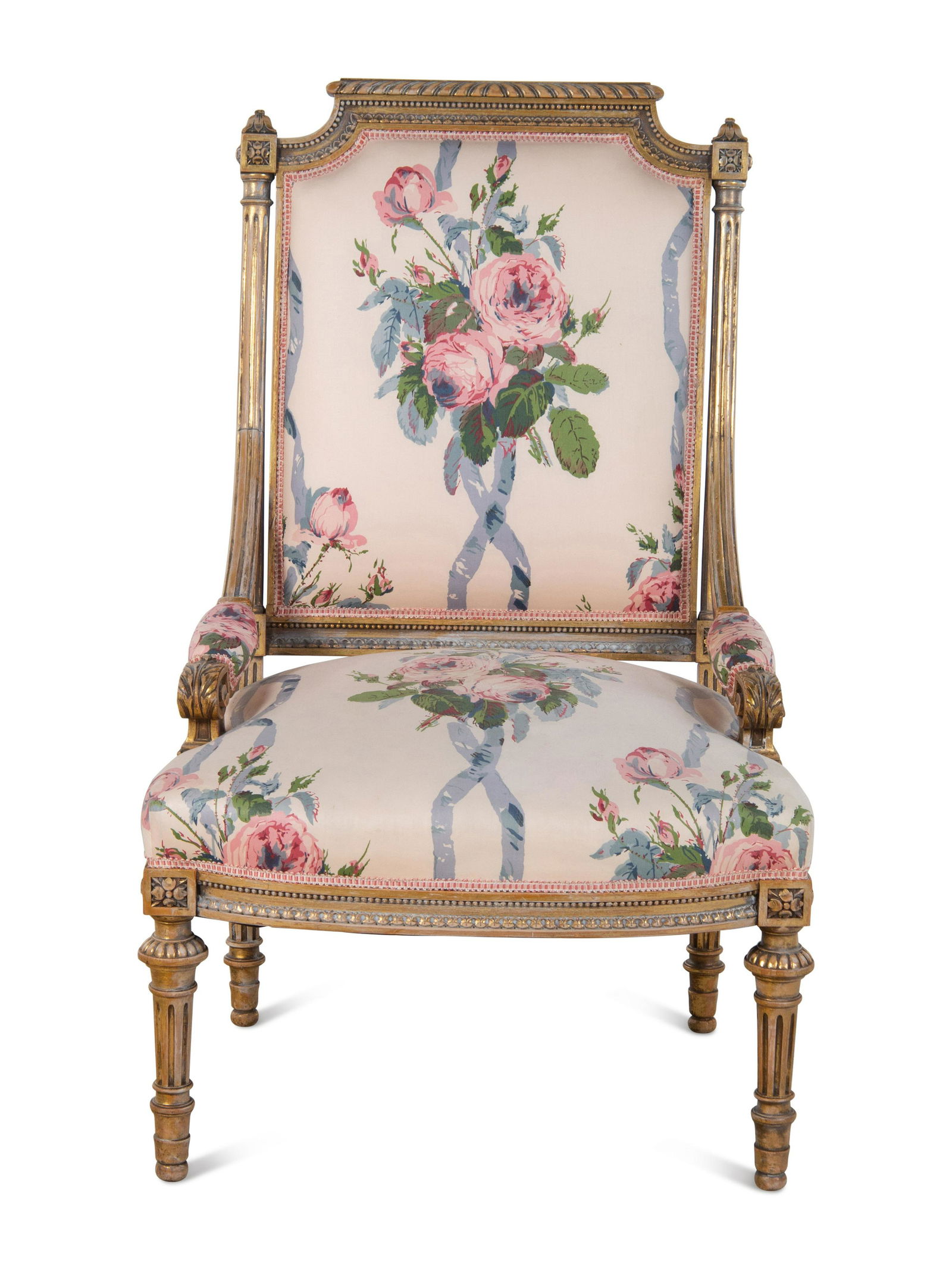 A Louis XVI Style Painted and Parcel Gilt Side Chair (1 of 3)