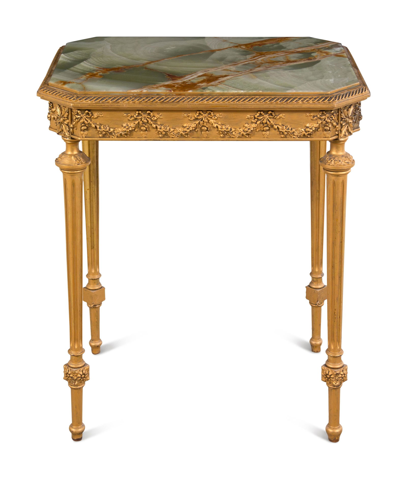 A Louis XVI Style Giltwood Onyx-Top Side Table (1 of 4)