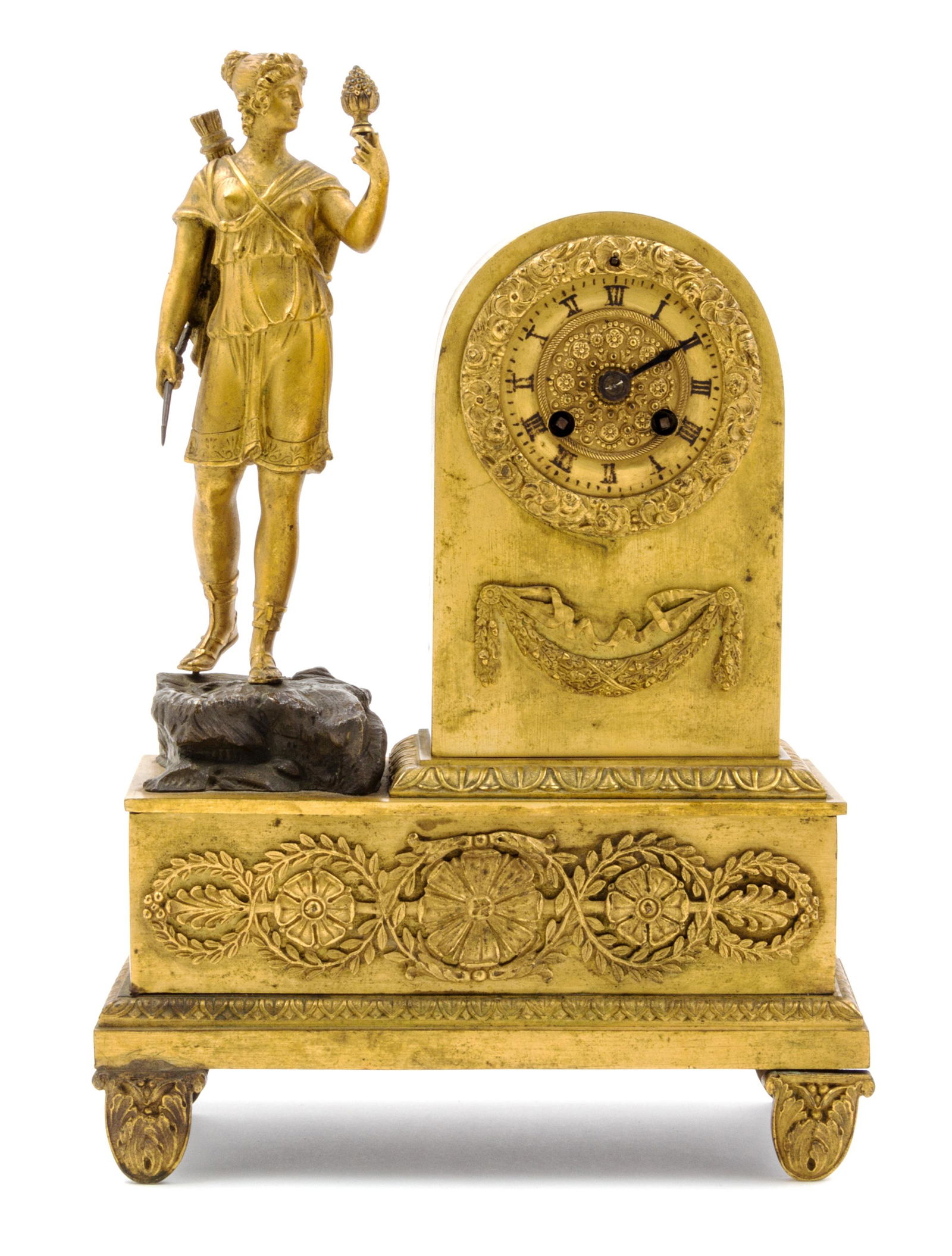 An Empire Gilt Bronze Figural Desk Clock (1 of 4)