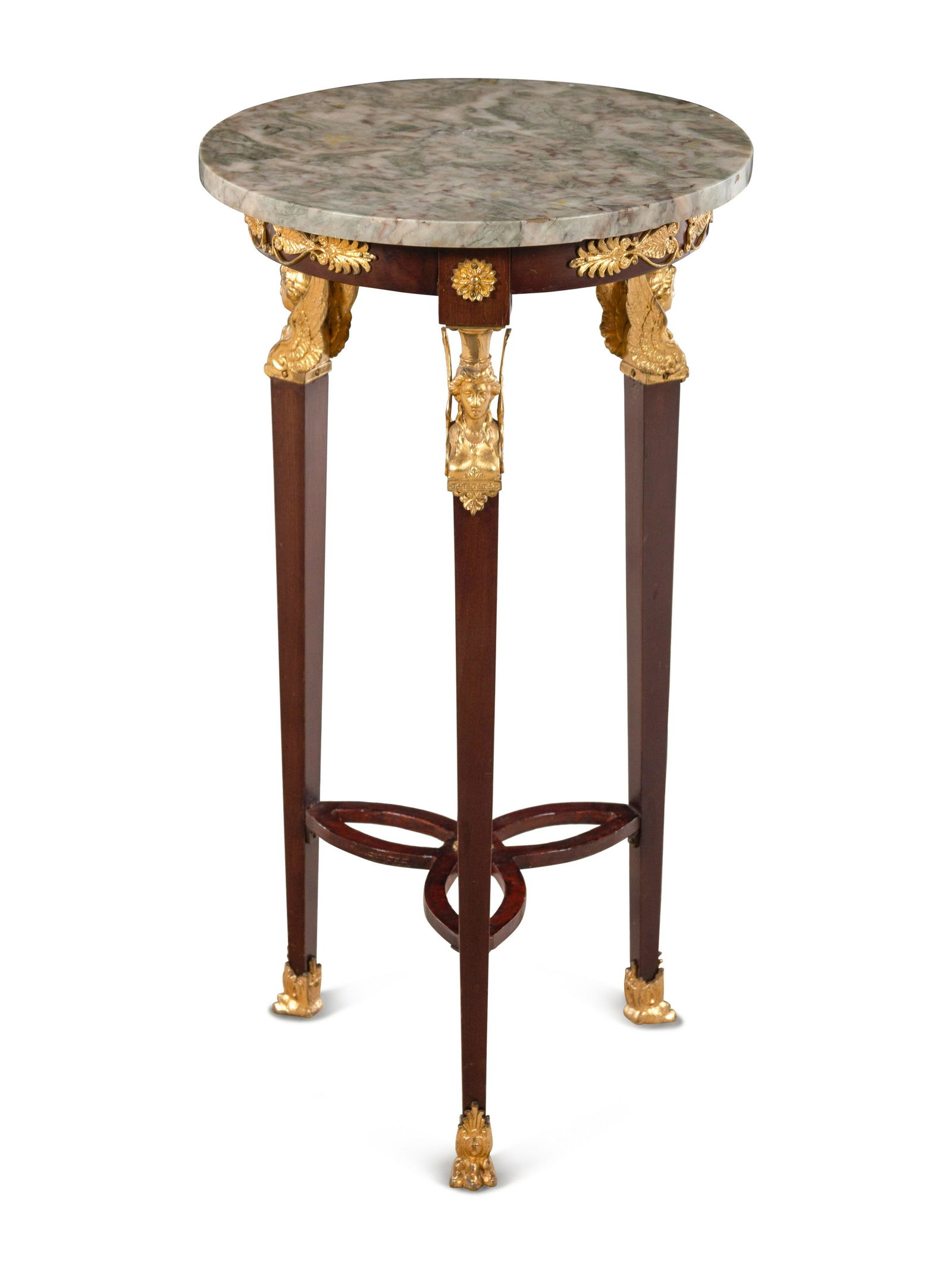 An Empire Style Gilt Bronze Mounted Mahogany Marble-Top Side Table (1 of 3)