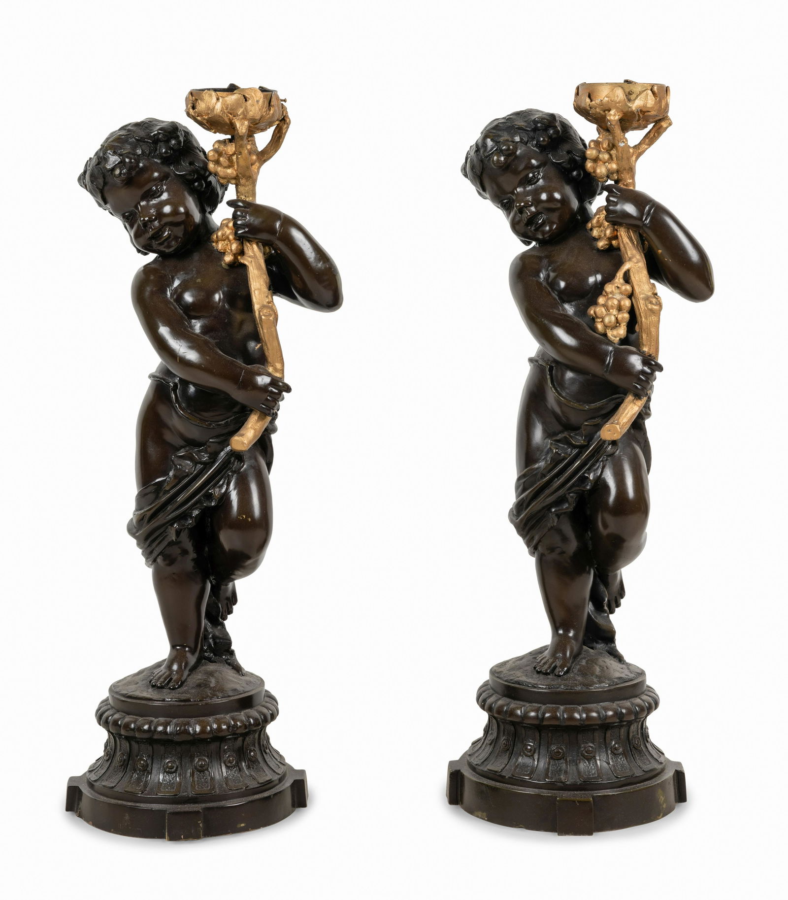 A Pair of Gilt and Patinated Metal Figural Torcheres After Auguste Moreau (1 of 5)