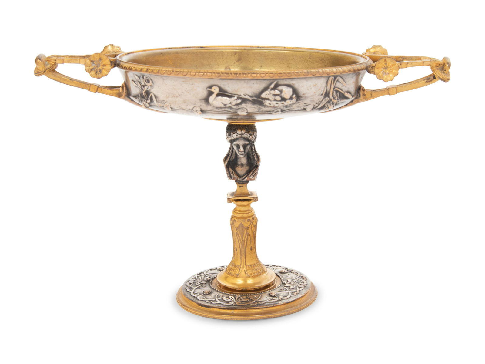 A French Gilt and Silvered Bronze Tazza by Henry Cahieux (French, active 19th Century) (1 of 3)