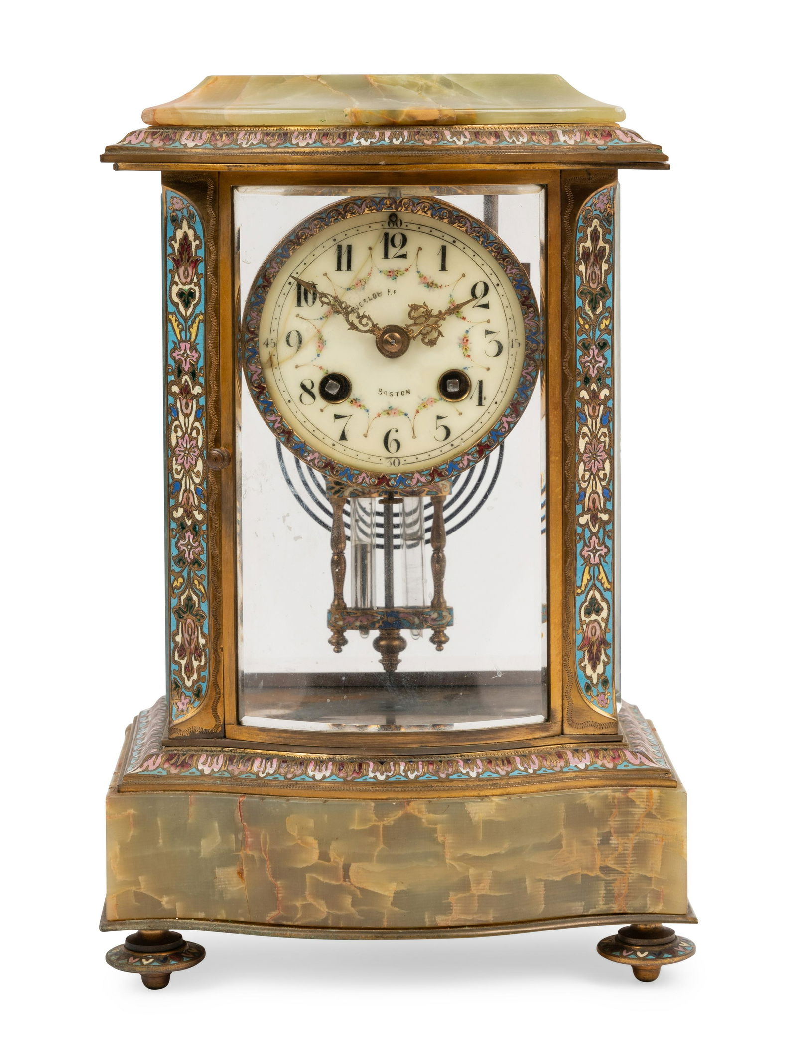 A French Onyx and Champleve Mantel Clock (1 of 4)