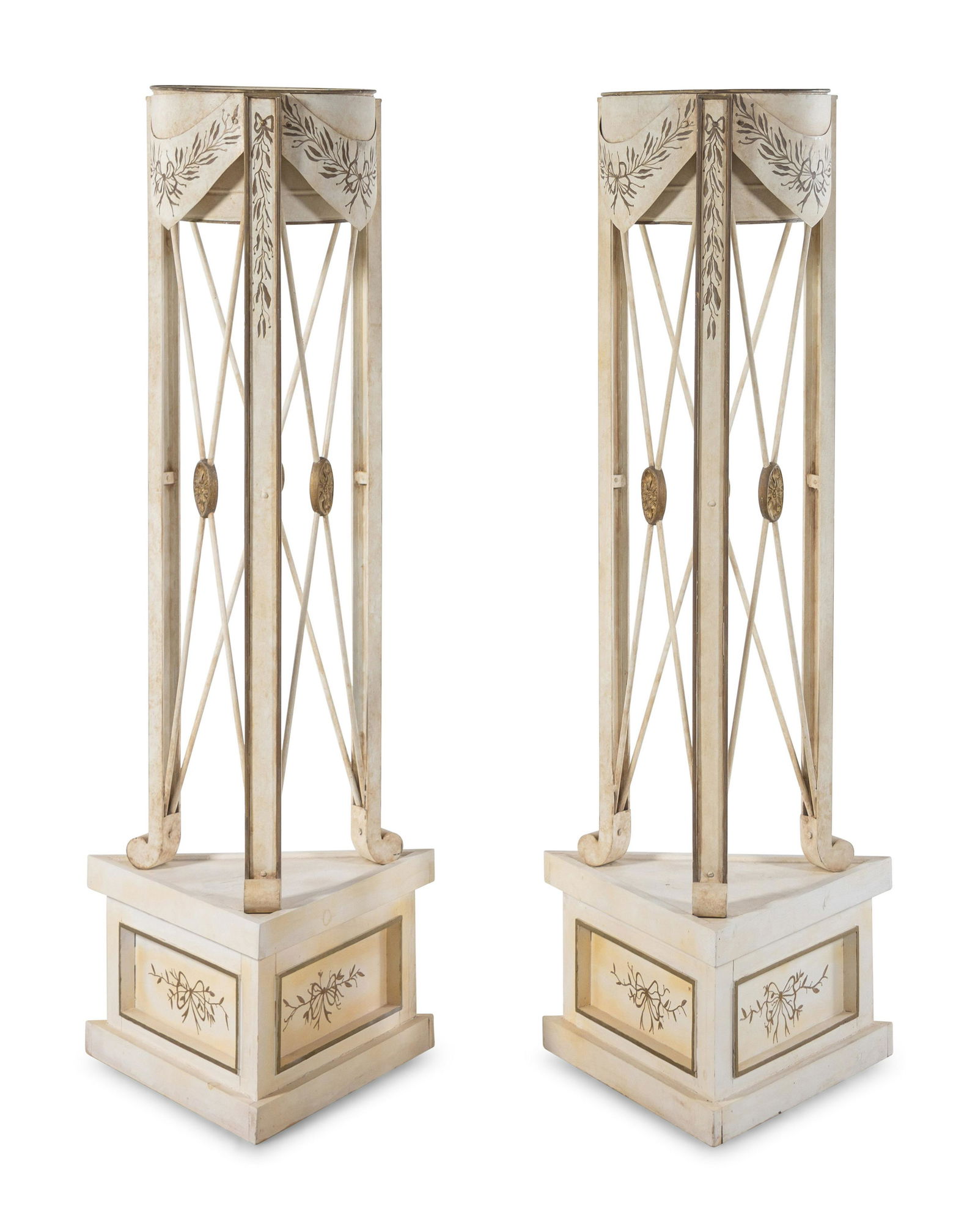 A Pair of White Painted TÃ´le Jardiniere Stands (1 of 3)