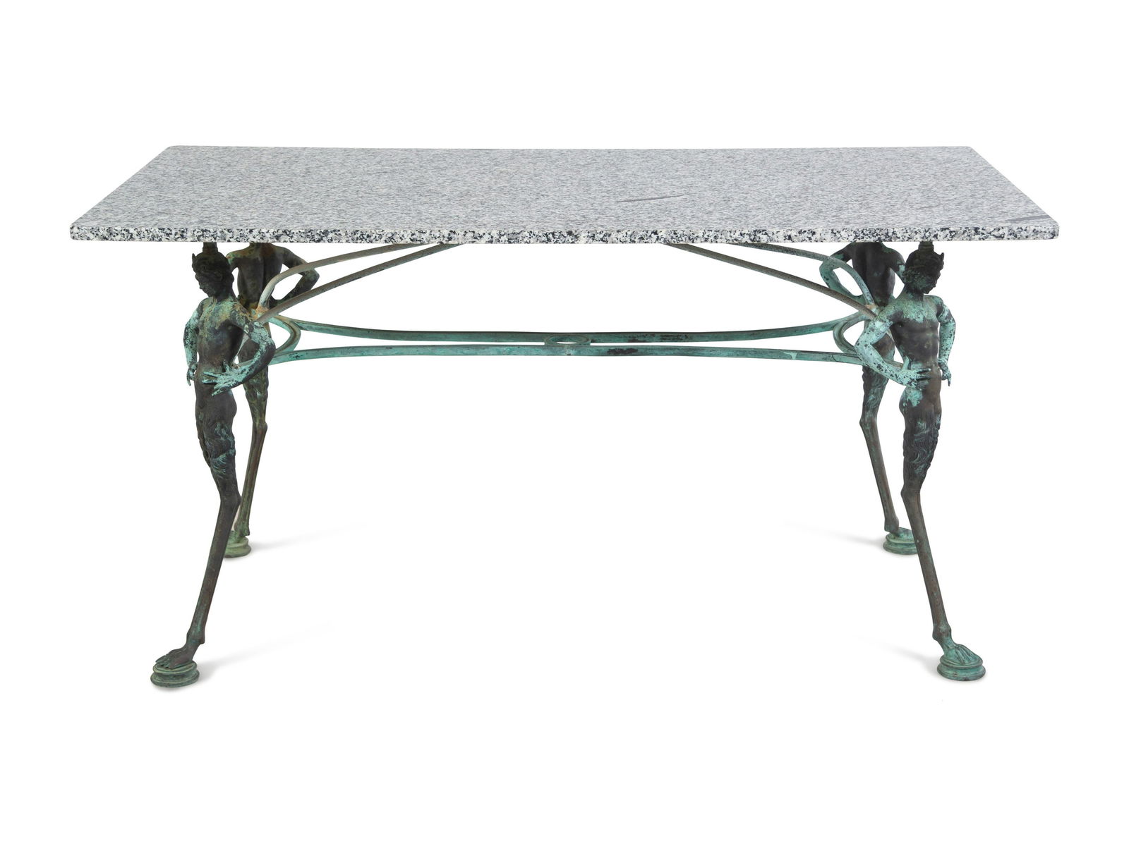 A Neoclassical Style Patinated Cast Metal Granite-Top Table (1 of 4)