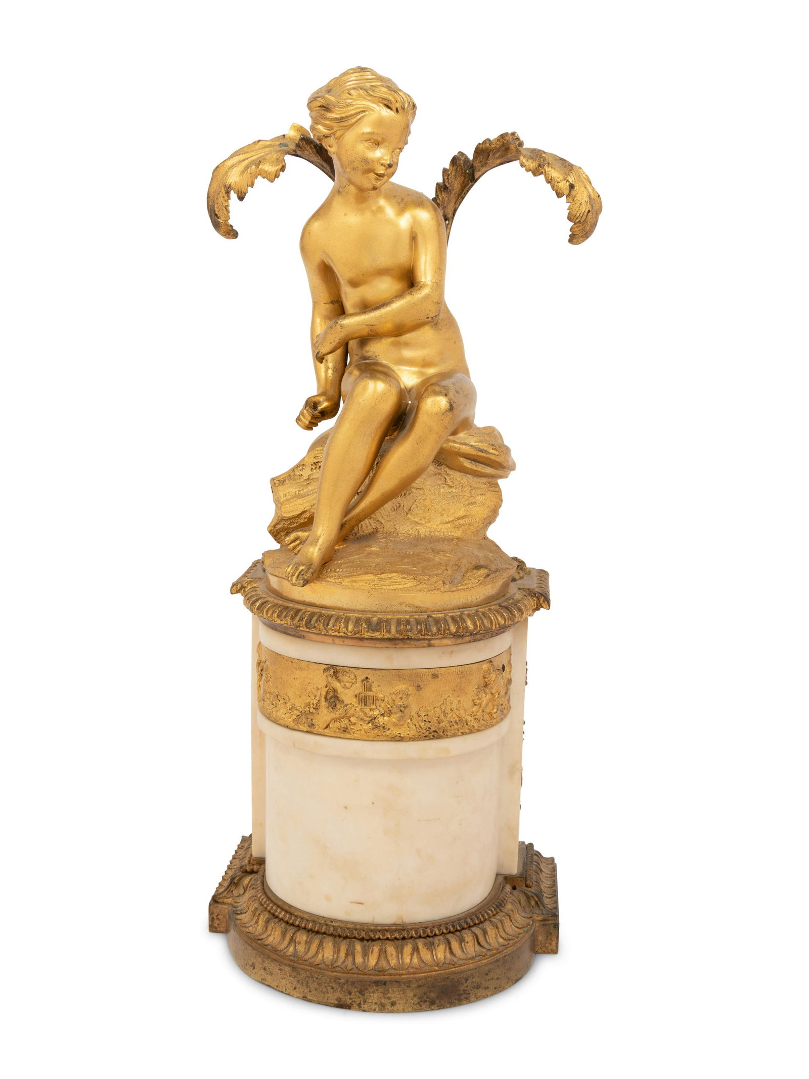 A Continental Gilt Bronze and Marble Figural Ornament (1 of 3)