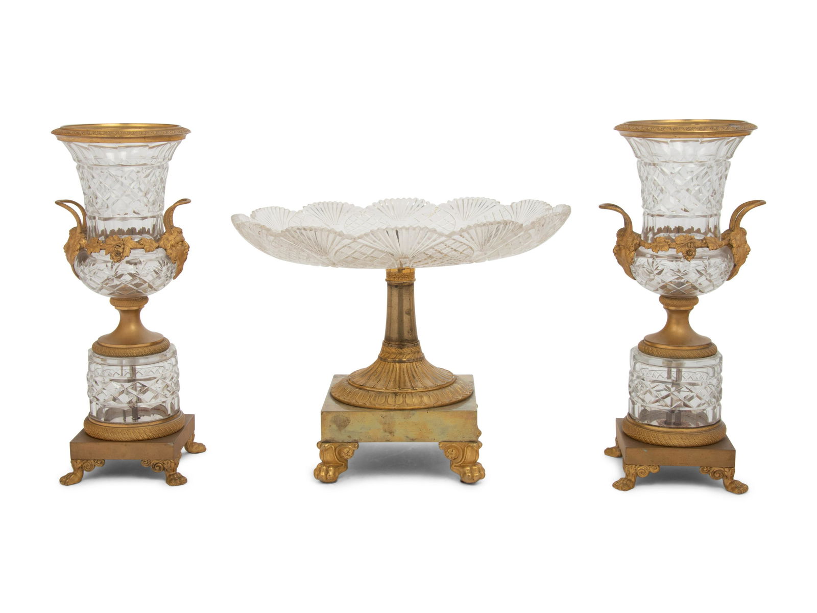 A Gilt Bronze Mounted Cut Glass Assembled Table Garniture (1 of 3)