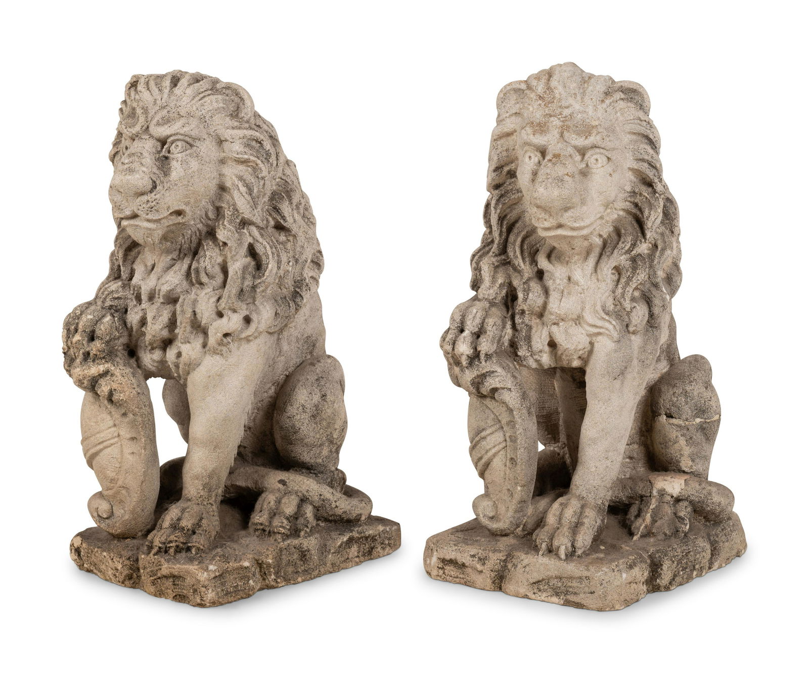 A Pair of Cast Stone Lion Figures (1 of 4)