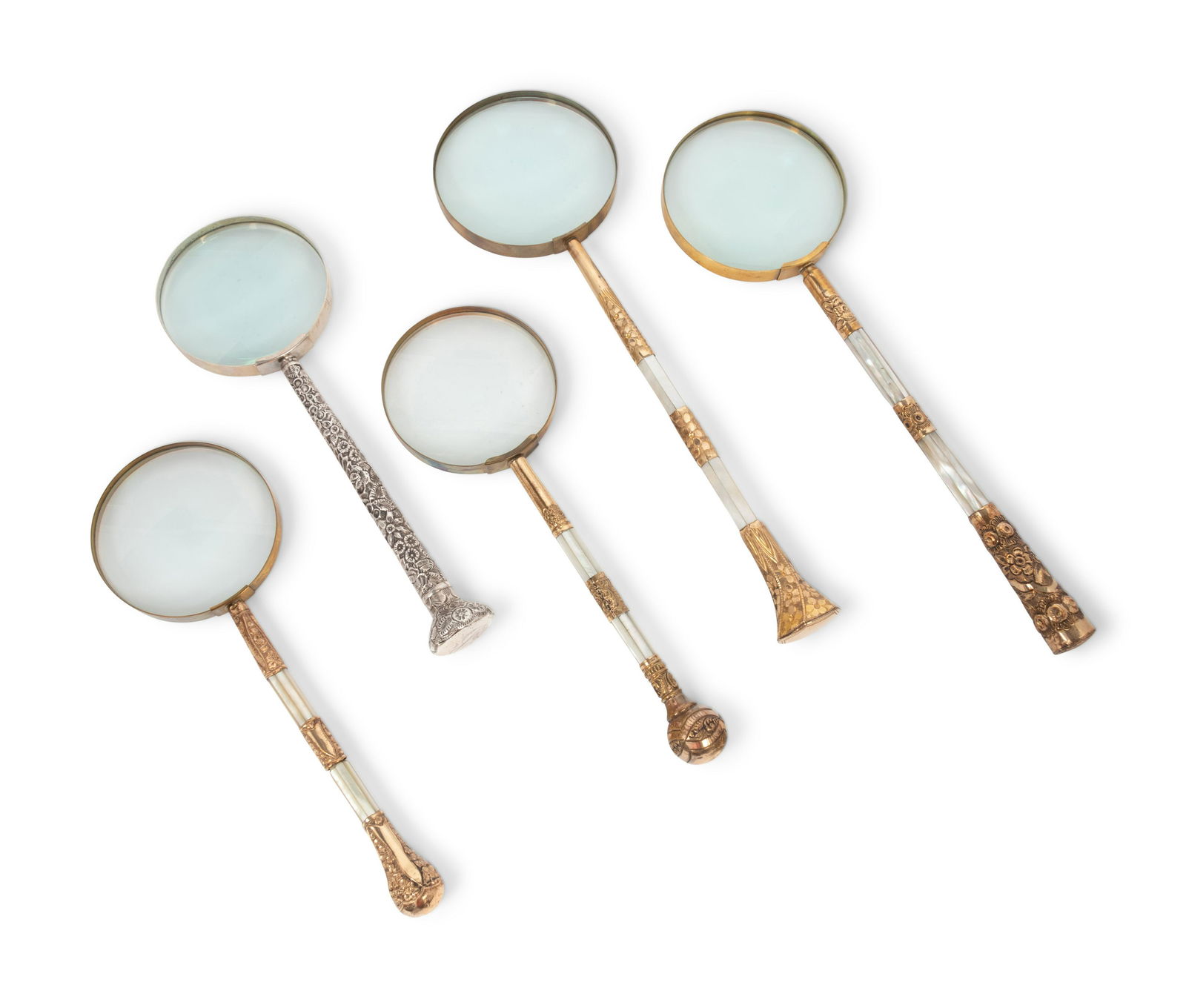 A Group of Five Victorian Parasol Handles Converted to Magnifying Glasses (1 of 2)