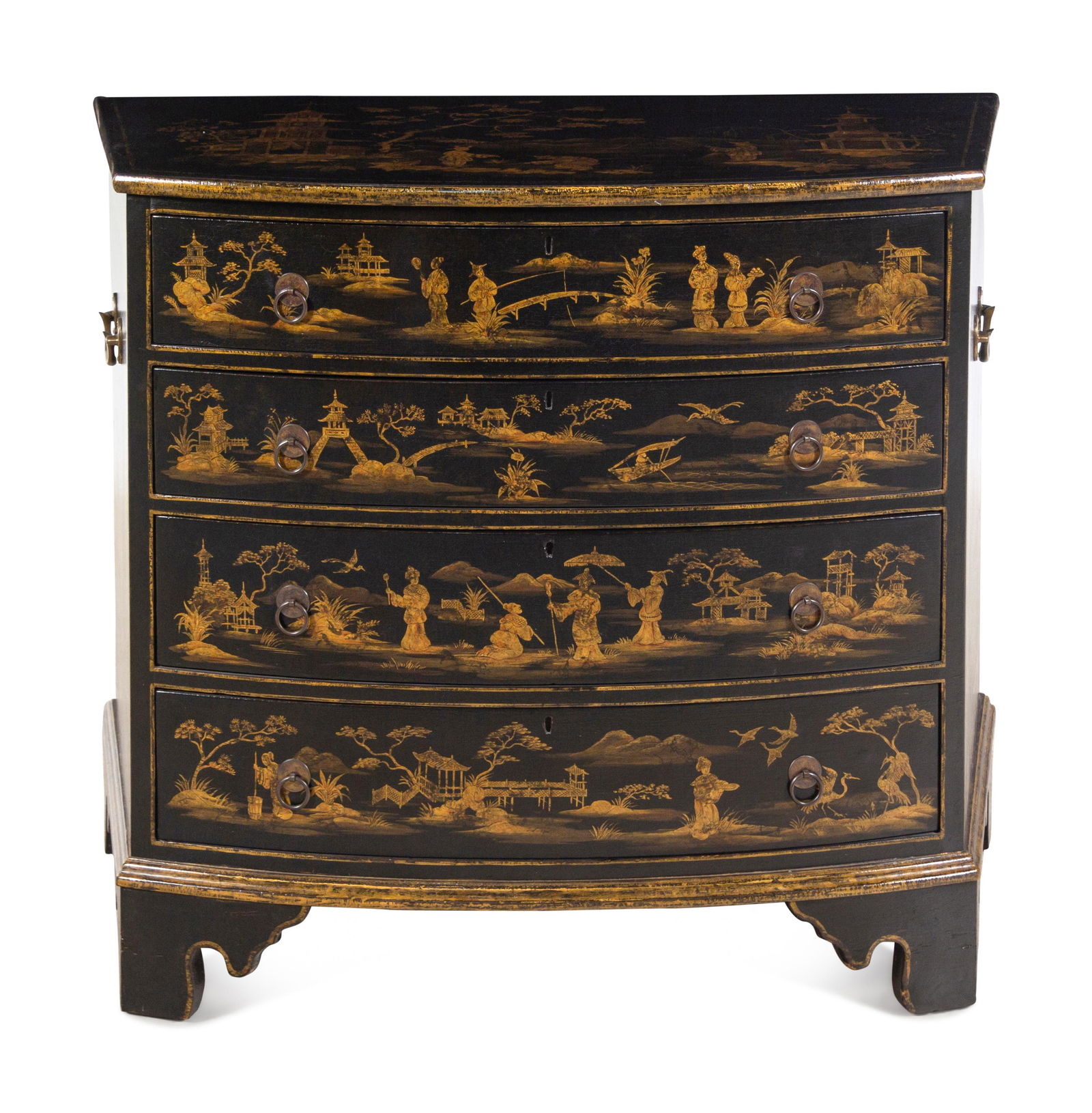 A Georgian Style Black Japanned Chest of Drawers (1 of 4)