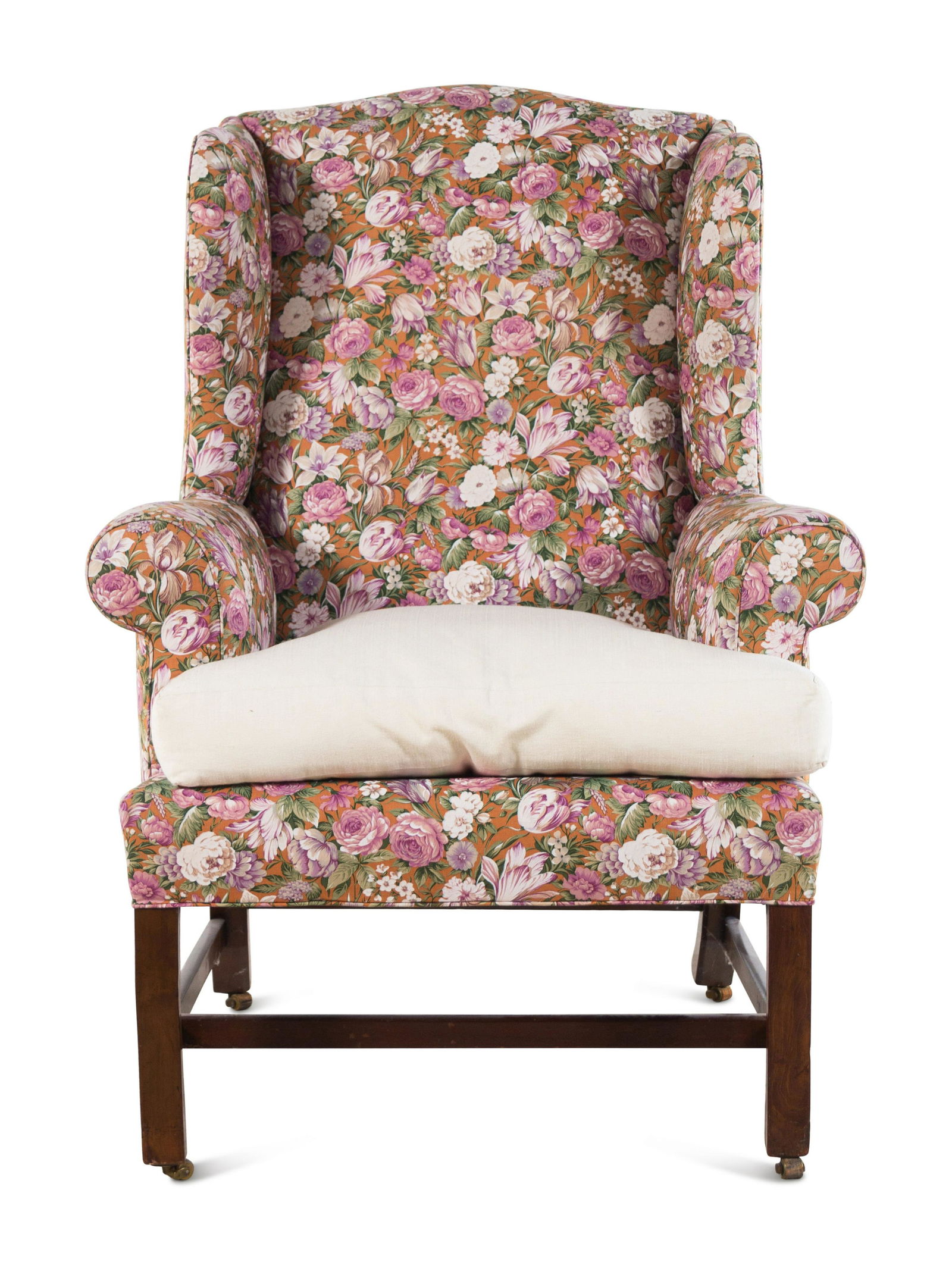 A Regency Mahogany Wingback Armchair: A Regency Mahogany Wingback Armchair 19th Century Height 43 3/4 x width 32 x depth 25 inches. Property from a House and Garden Designed by David Hicks, Bloomfield Hills, Michigan