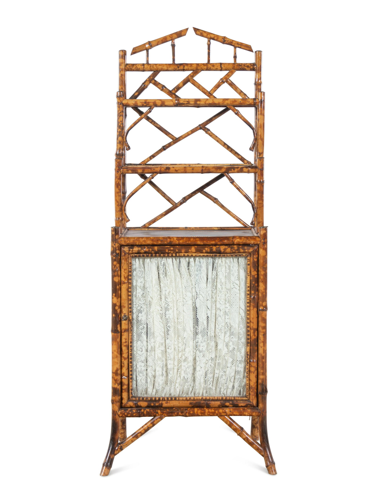 An English Bamboo and Lacquer Ã‰tagere Cabinet : An English Bamboo and Lacquer Ã‰tagere Cabinet 19th Century Height 59 x width 21 x depth 13 inches. Property from the Collection of Ron Winter, Merwins Antiques, Birmingham, Michigan