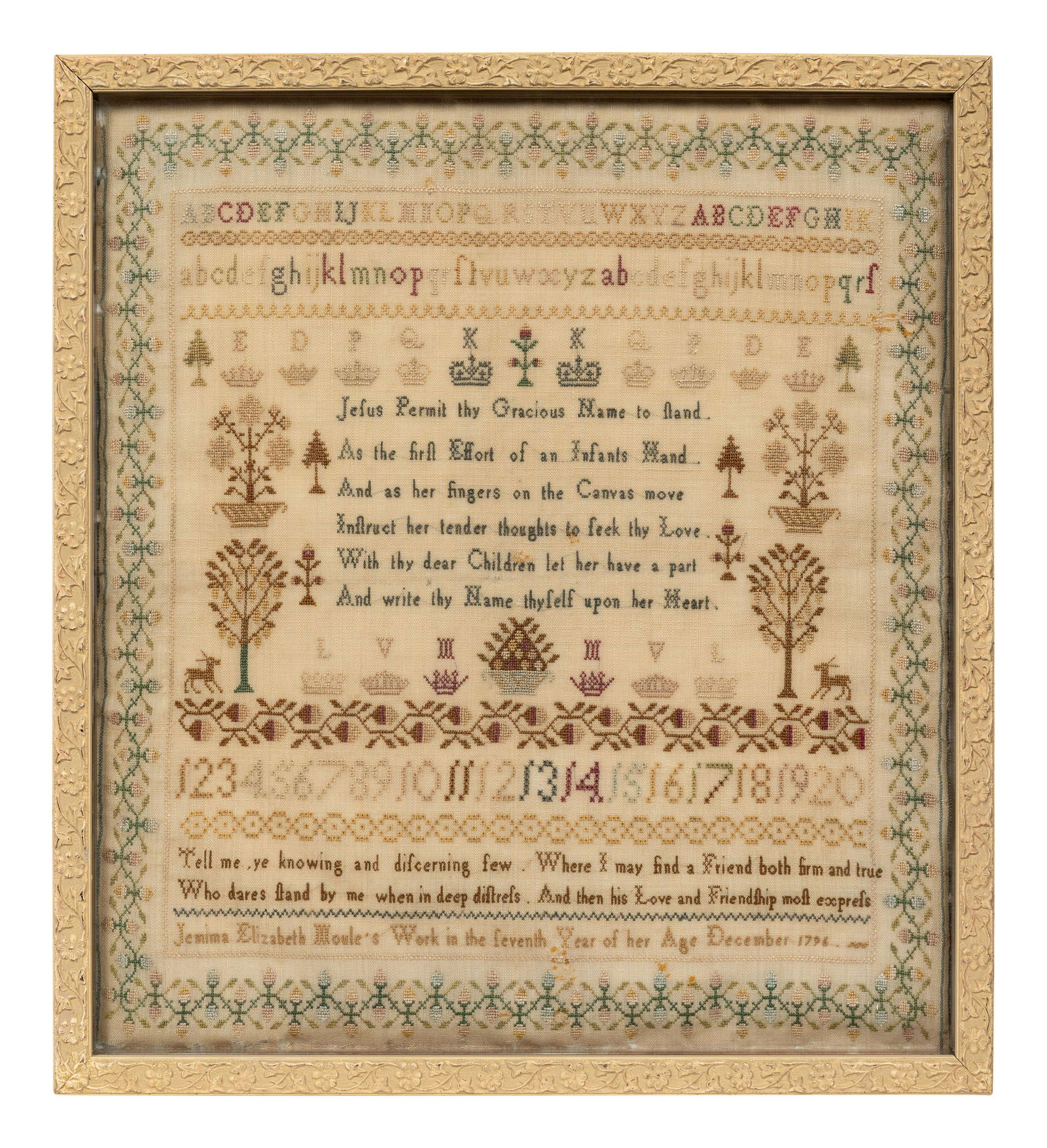 An English Needlepoint Embroidered Schoolgirl €™s Sampler (1 of 3)