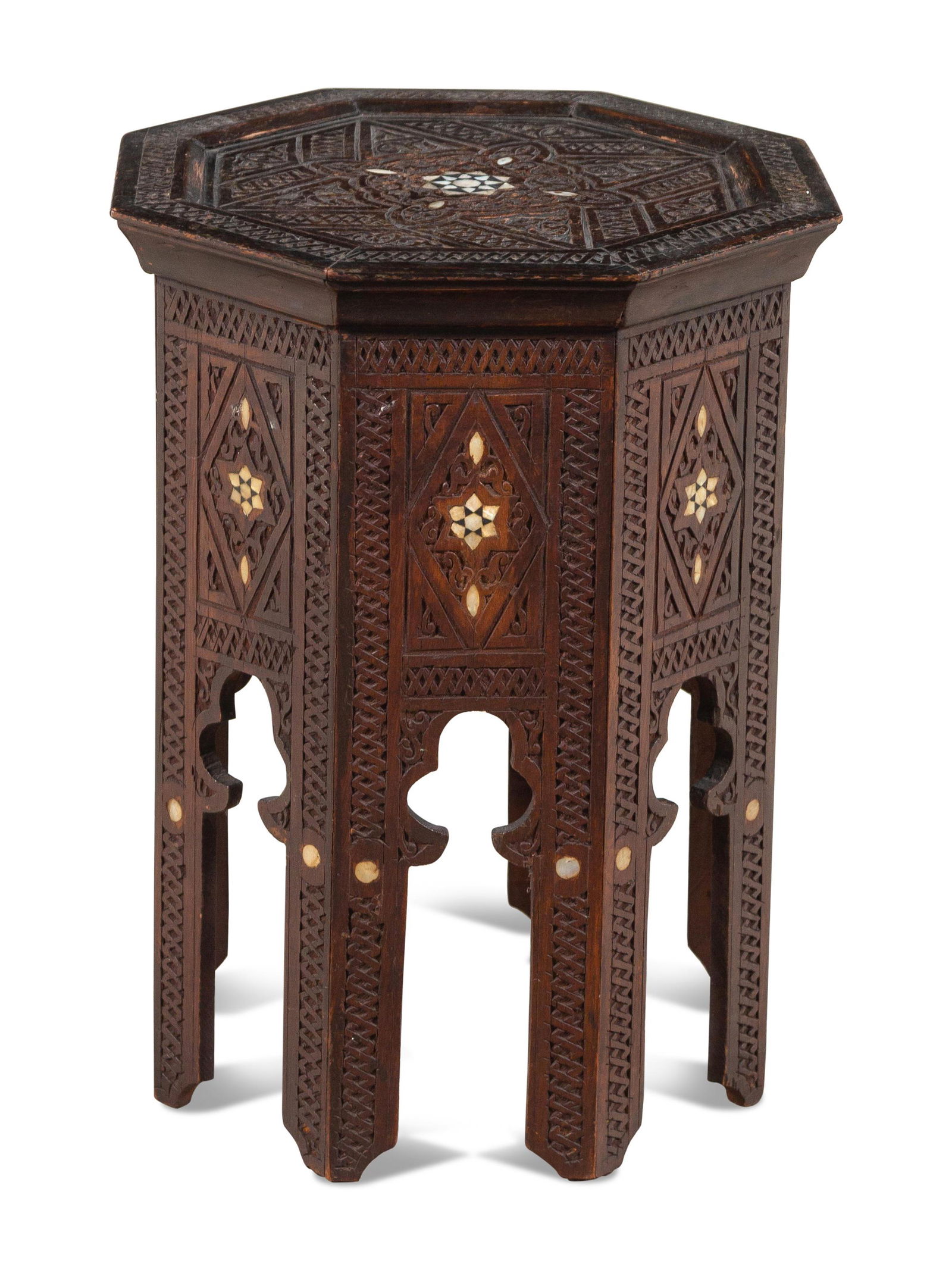 A Moroccan Style Mother-of-Pearl Inlaid Side Table (1 of 2)