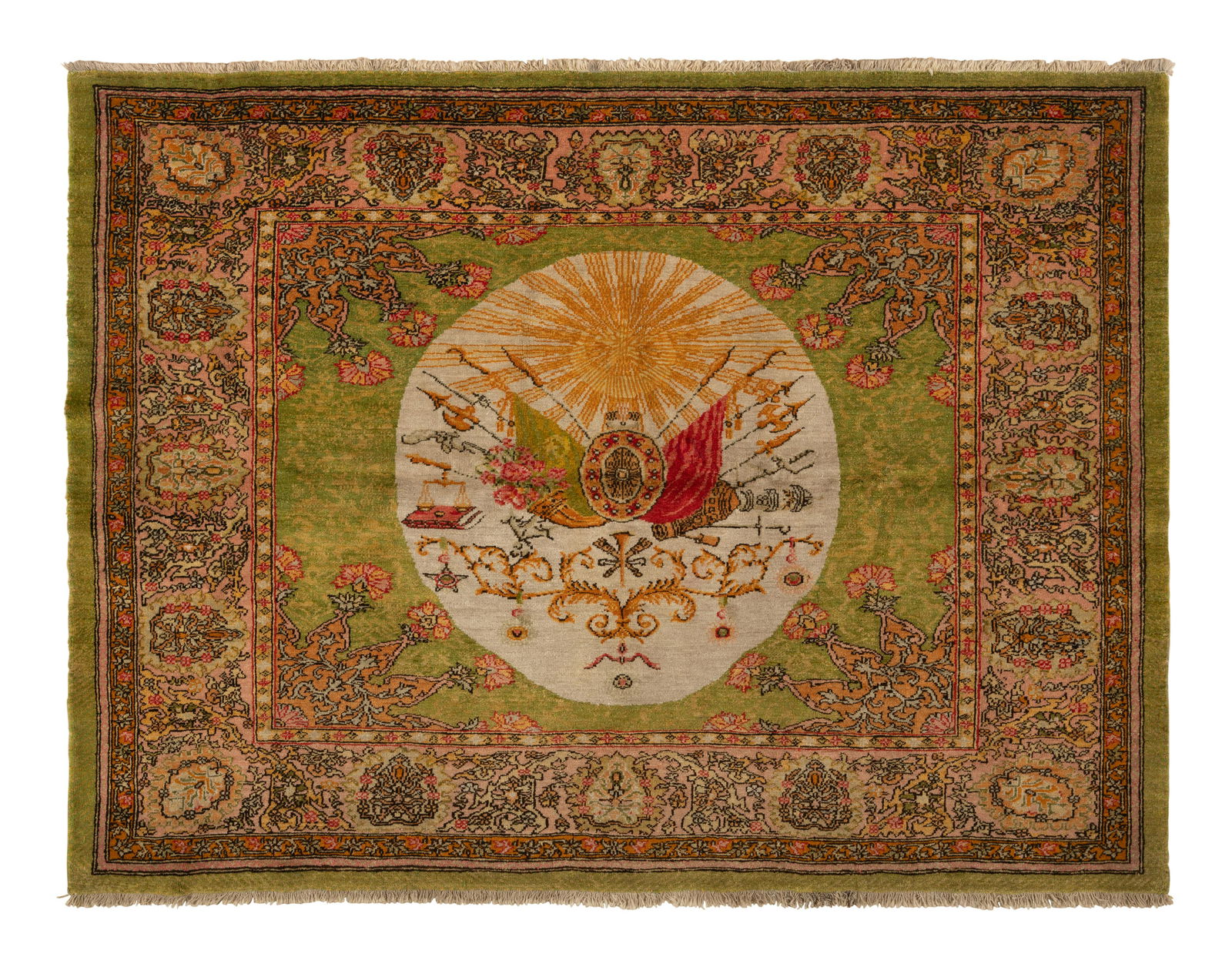 A Persian Wool and Silk Rug: A Persian Wool and Silk Rug 6 feet 11 inches x 5 feet 2 inches. Property from a Private Collection