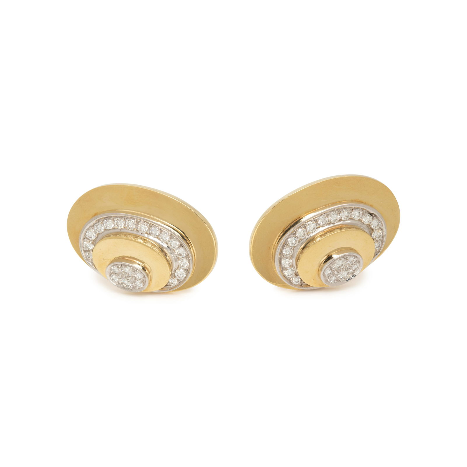 CELLINO, YELLOW GOLD, PLATINUM AND DIAMOND EARCLIPS (1 of 2)