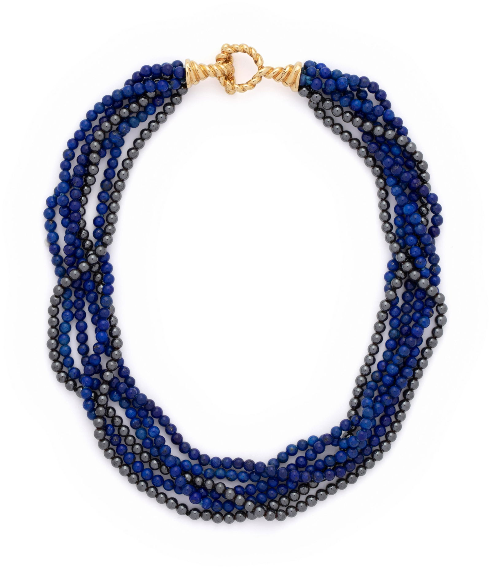 TIFFANY & CO., LAPIS LAZULI AND HEMATITE TORSADE NECKLACE (1 of 2)
