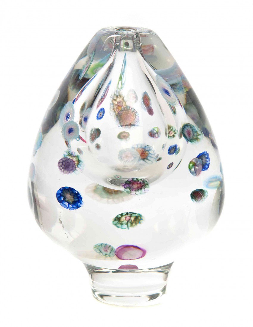A Millefiori Paperweight Vase, Gary Beecham and M: A Millefiori Paperweight Vase, Gary Beecham and Mary Lynn Whates, signed and dated 1993. Height 7 1/4 inches. Property from the Collection of Mr. and Mrs. John F. Monroe, Milwaukee, Wisconsin