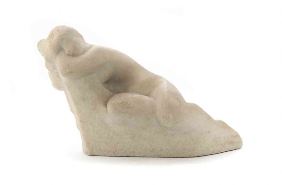 An American Molded Stone Figure, Vincent Glinsky: An American Molded Stone Figure, Vincent Glinsky (1895-1975), depicting a stylized nude figure. Length 13 inches.