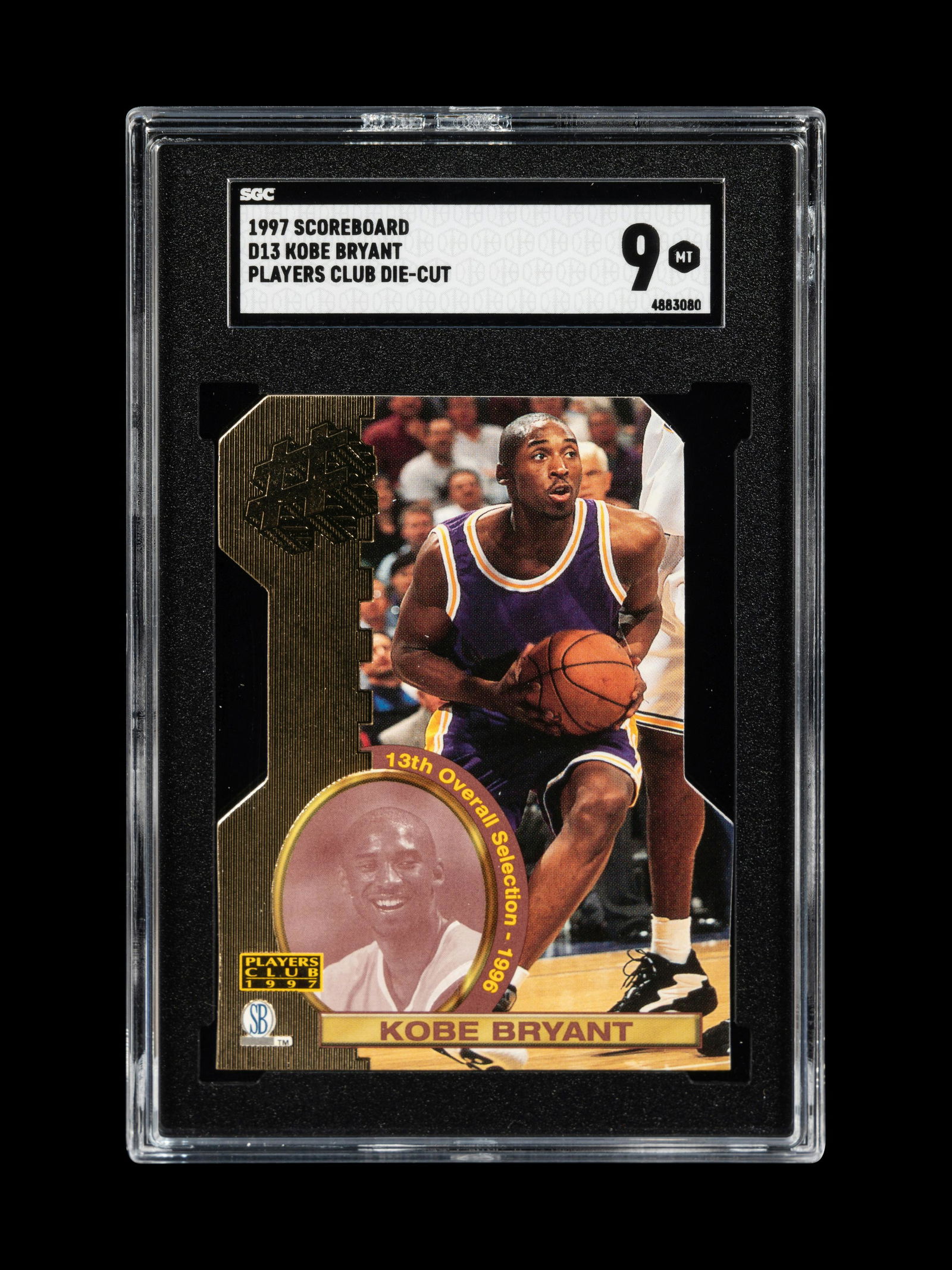 A 1996-97 Score Board Rookie Die Cuts Kobe Bryant Rookie Basketball Card No. 13 (SGC 9 MINT) (1 of 2)